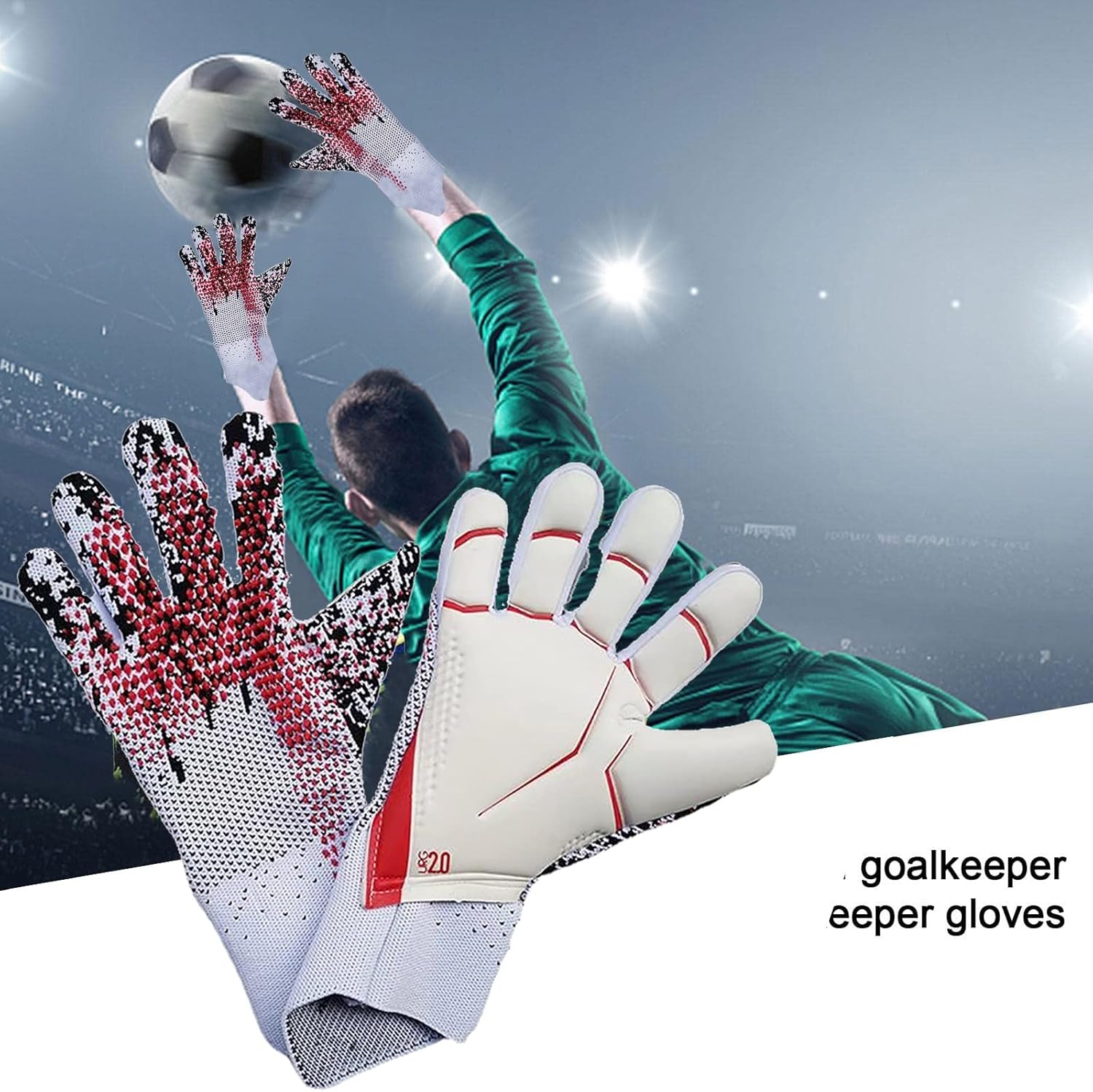 KLauer Guantes de portero de fútbol grueso protección profesional adultos adolescentes guantes de portero de fútbol talla 8-10