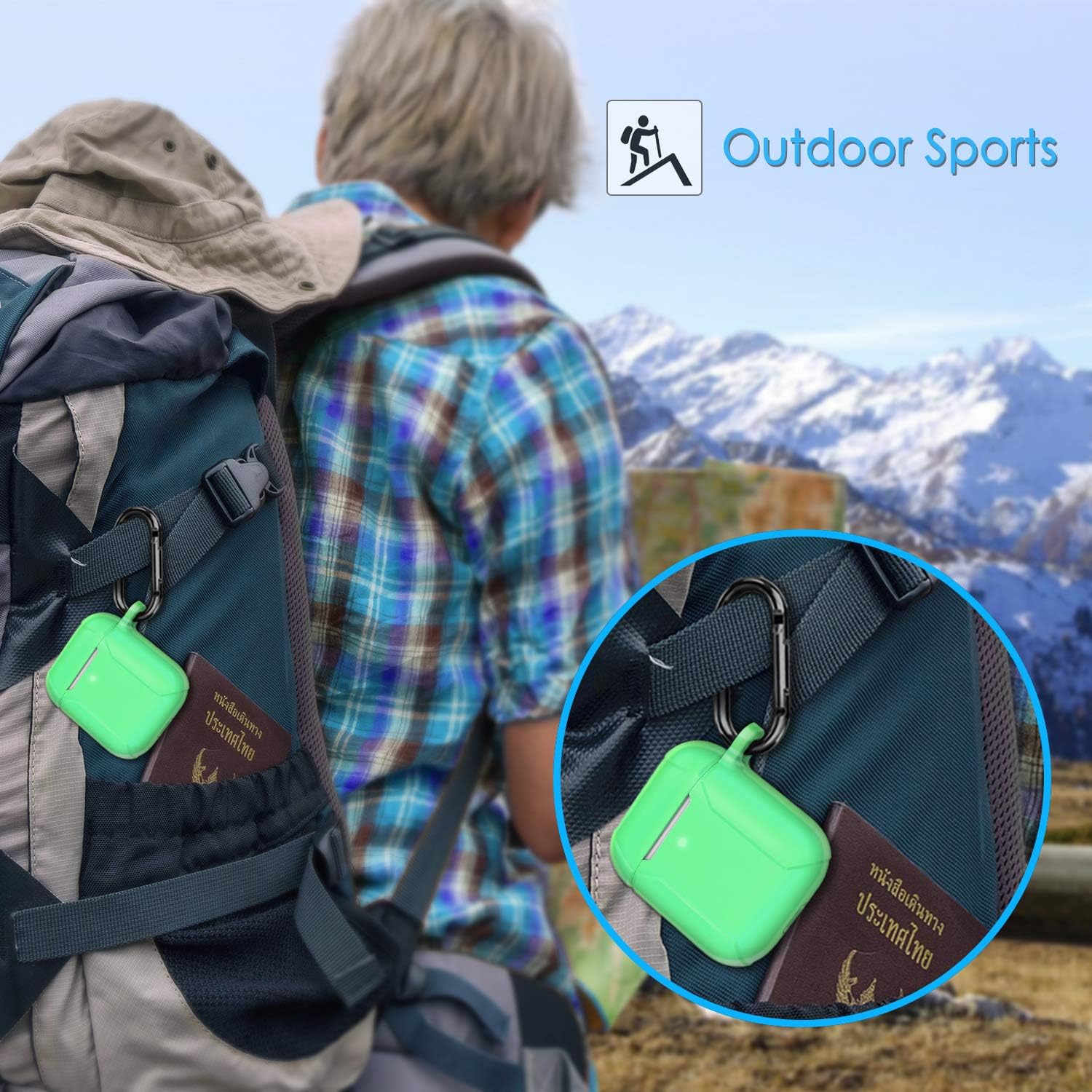 Fintie Funda para AirPods 2 y 1, funda protectora de silicona de alta calidad a prueba de golpes con llavero LED frontal visible compatible con