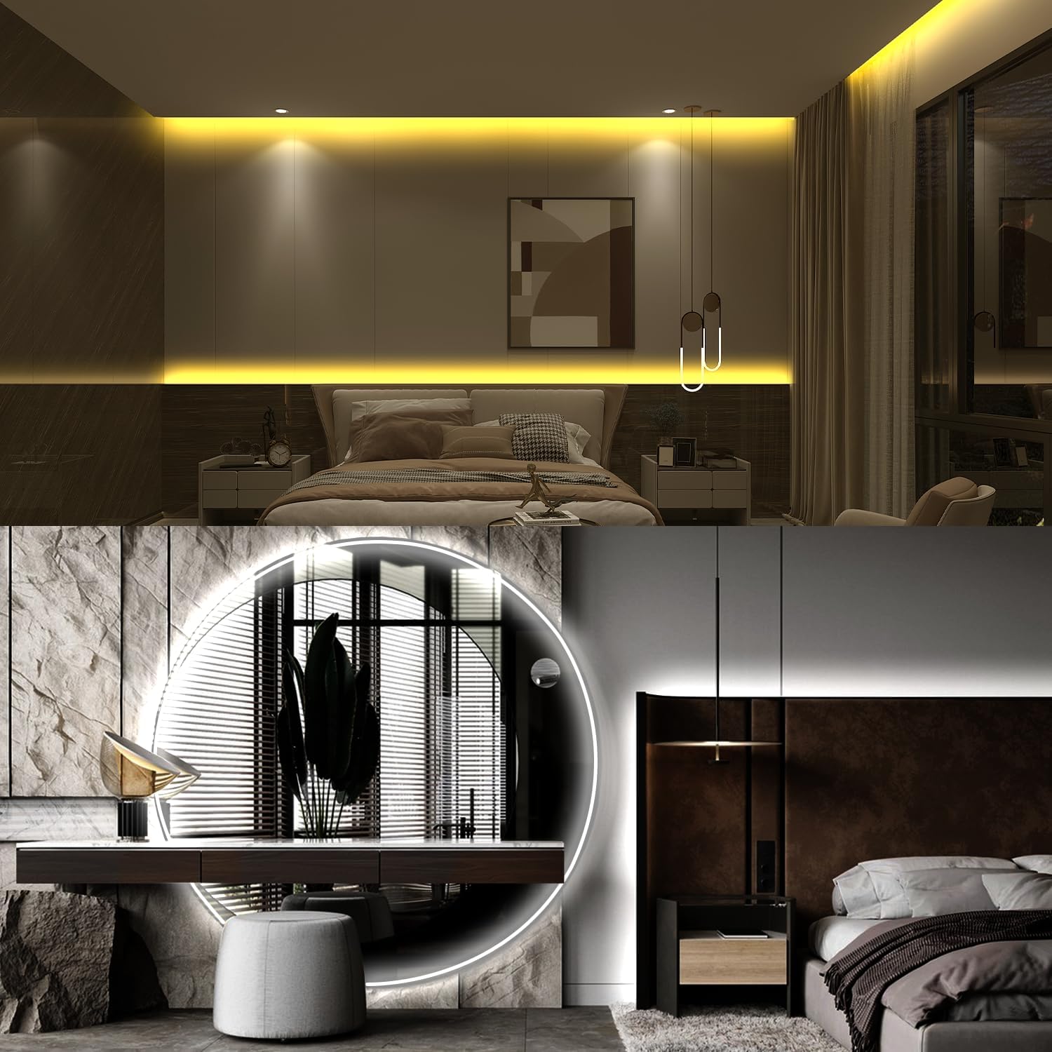 EUGOBRTEN Luz de maquillaje estilo Hollywood, luces LED de neón ultra brillantes de 10 pies de color blanco y blanco cálido, tira de luces de