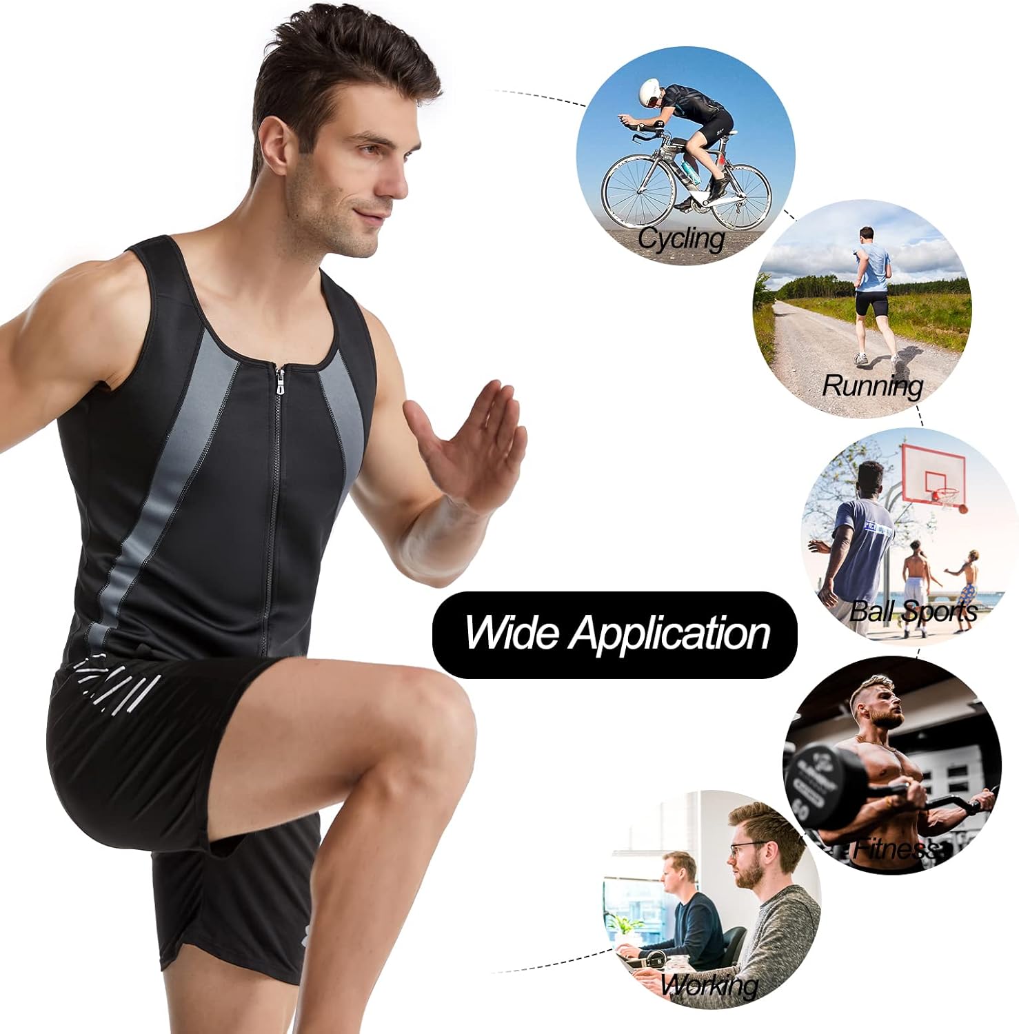 Traje de sauna para hombres, trajes deportivos para pérdida de peso, chaleco de entrenamiento de gimnasio con cremallera, chalecos de entrenamiento