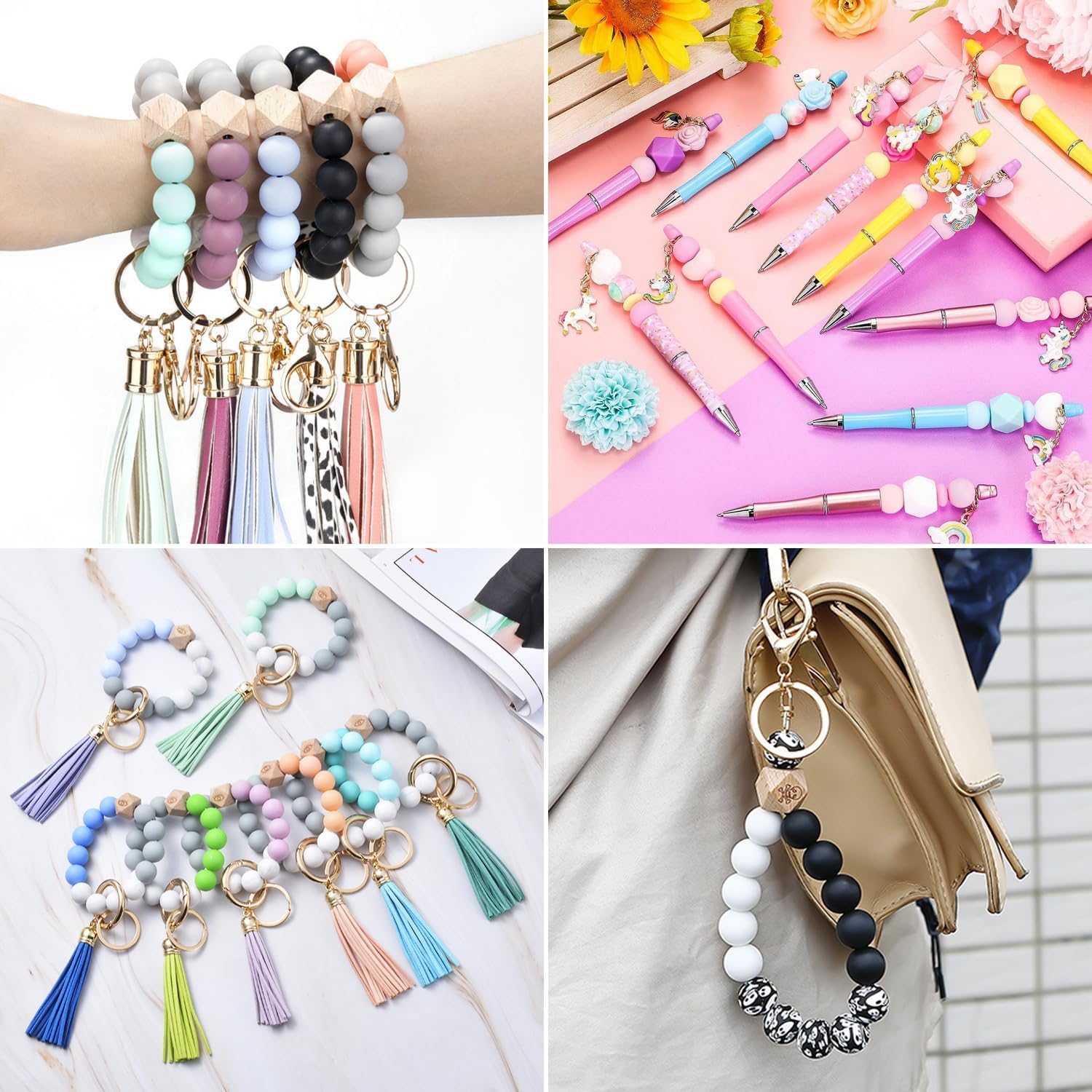 70 cuentas de silicona de color amarillo degradado, cuentas redondas de silicona de 0.59 pulgadas para hacer llavero, pulsera, collares, cuentas de