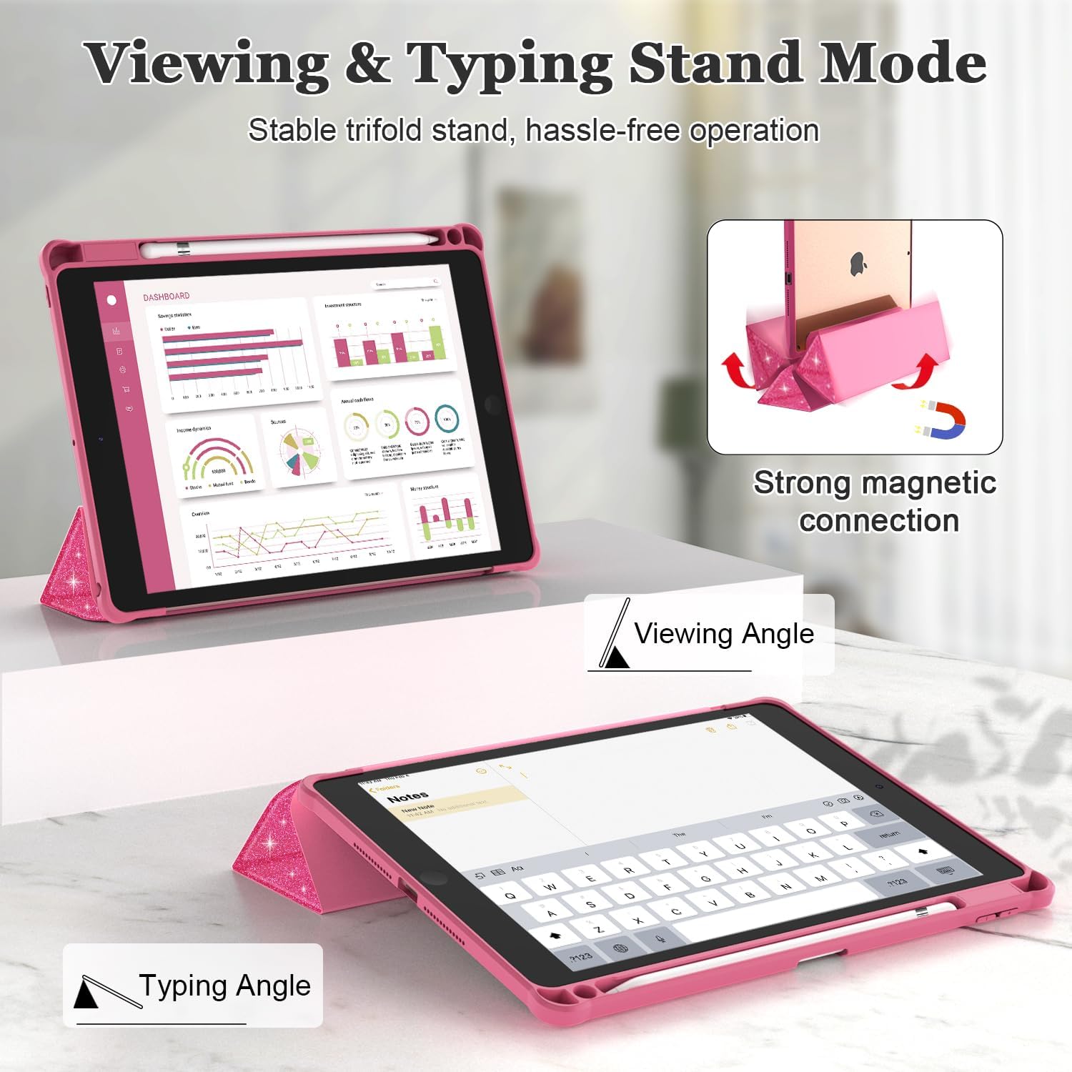 OKP Funda para iPad de 987 generación (202120202019), iPad de 10.2 pulgadas con soporte triple, funda delgada para iPad de 987 generación con