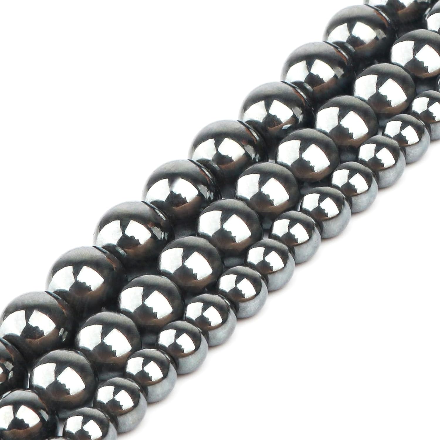 100 cuentas de piedras preciosas naturales de hematita negra de 0.315 pulgadas para hacer joyas, cuentas redondas sueltas de piedra para pulseras y