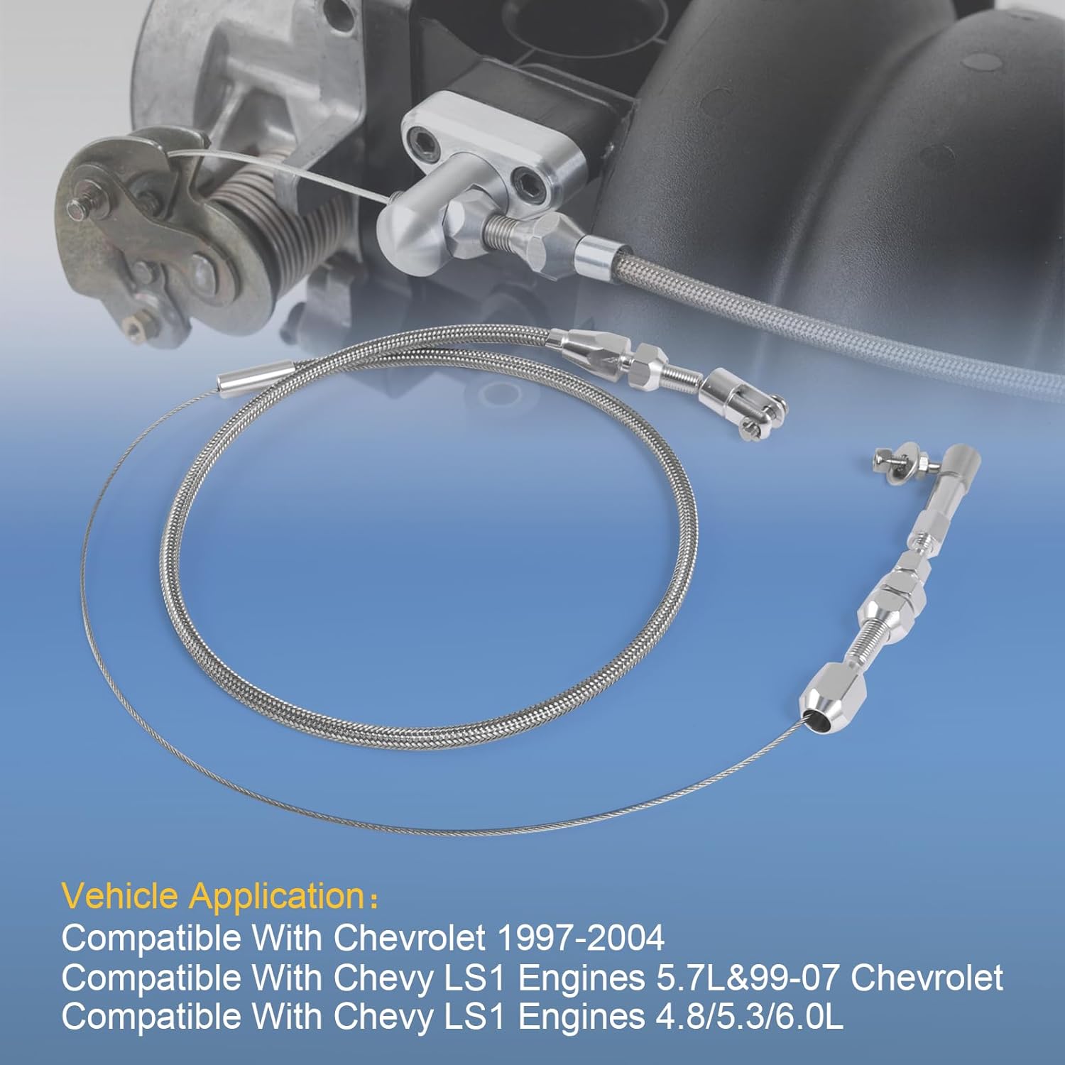 Kit de bloqueo de cubierta trenzada de acero inoxidable de 24 pulgadas con montaje de aluminio y virola, cables de acelerador de repuesto automotriz