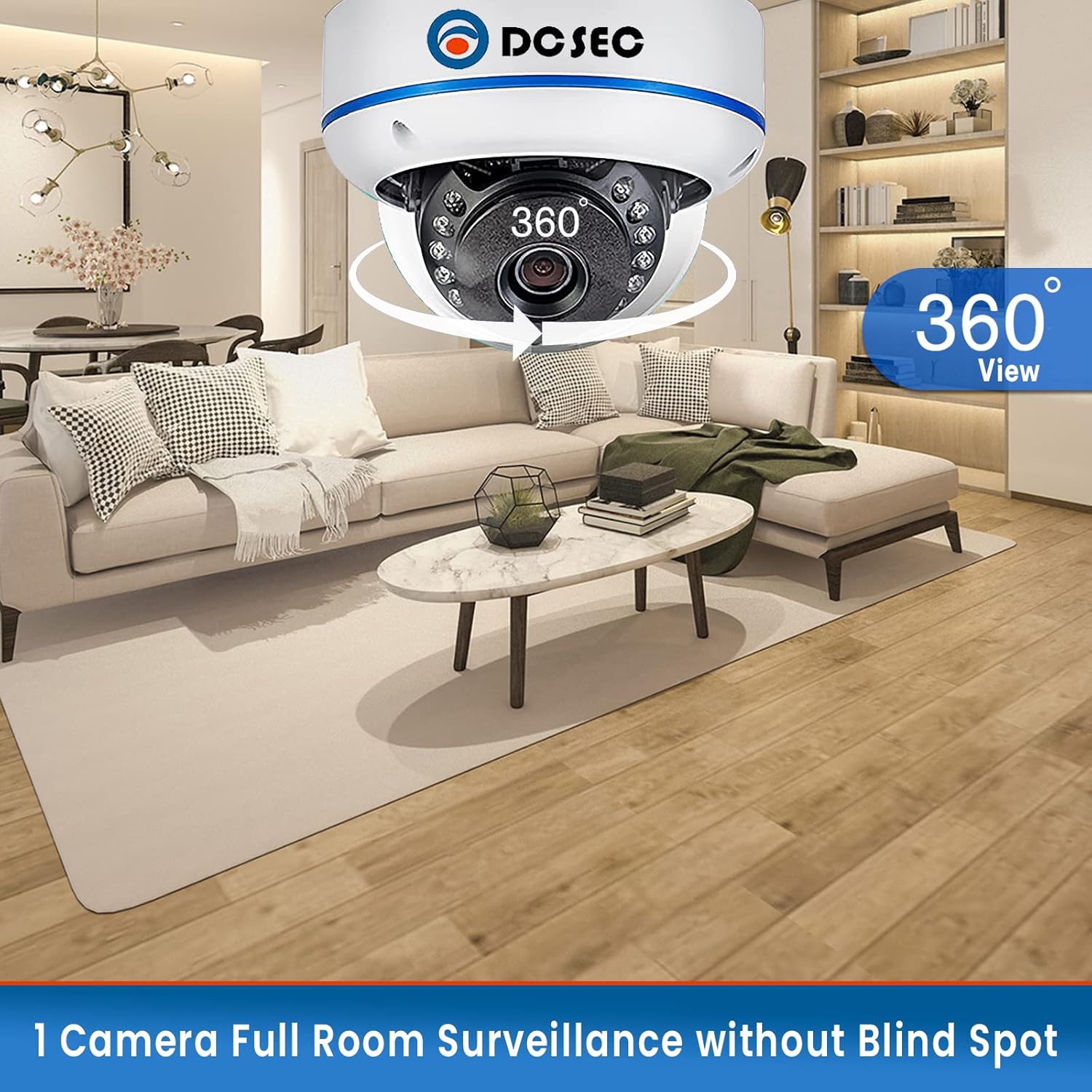 HD 1080P 360 grados domo cámaras de vigilancia interior al aire libre 4 en 1 (TVIAHDCVICVBS BNC sistema analógico) 0.057 in ojo de pez CCTV vista