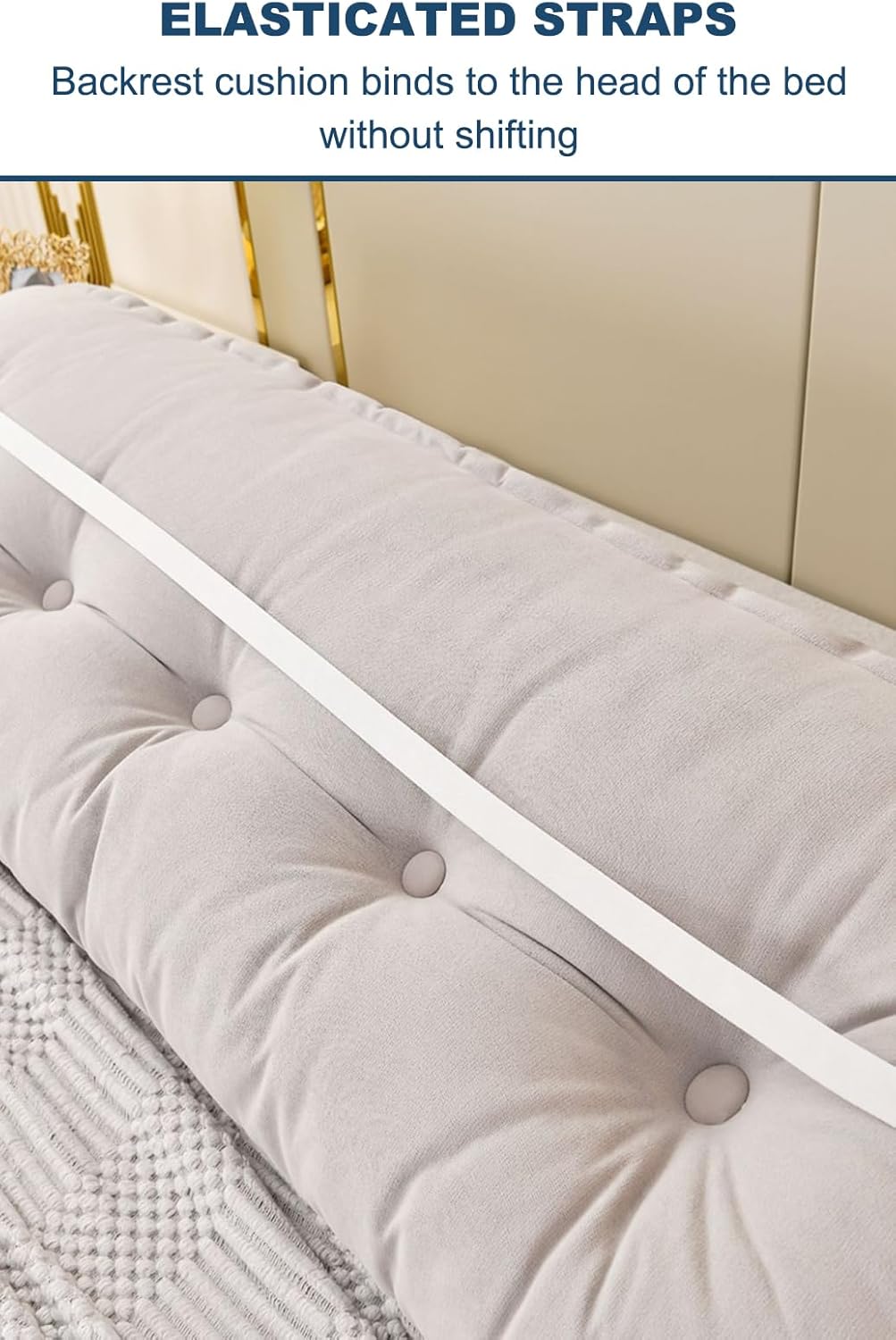 NENAGGE Almohada triangular para cabecero, almohada de cuña para cama de día, almohada grande de respaldo de lectura con correas fijables, cojín de