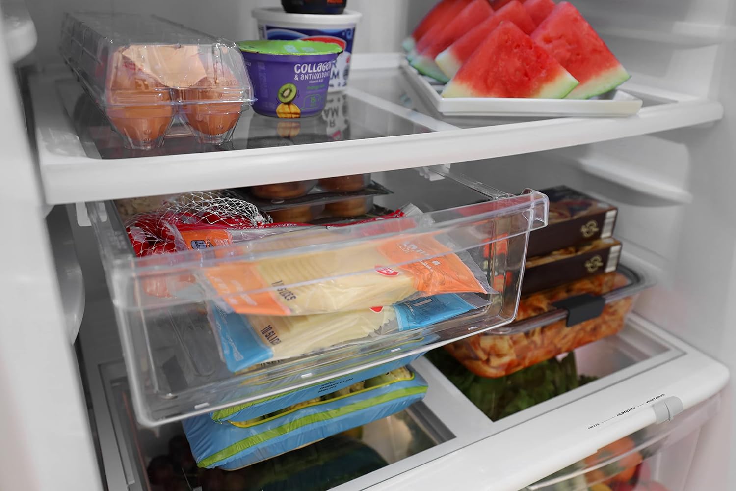 Winia Refrigerador congelador superior de 18 pies cúbicos con máquina de hielo – Acero inoxidable