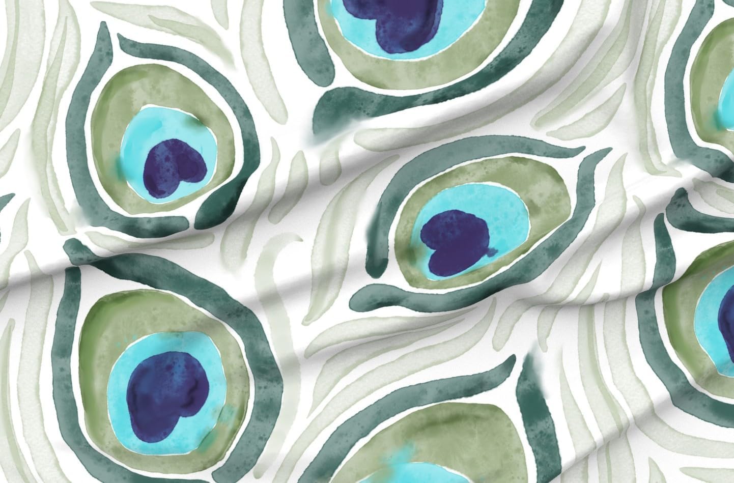 Spoonflower Fabric – Watercolor Animal Print Nature Feathers Printed on Petal Signature Cotton Fabric Fat Quarter – Sewing Quilting Apparel Crafts