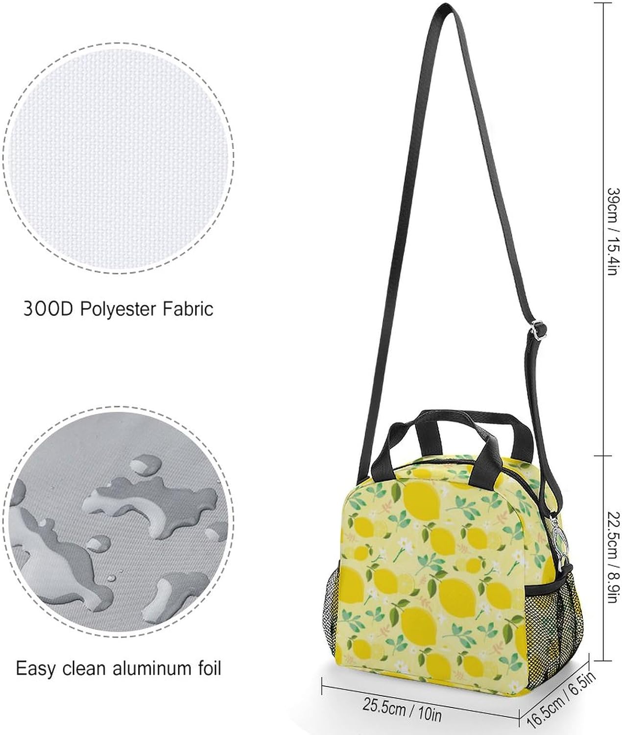 Loncheras aisladas a prueba de fugas para mujeres con correas para el hombro, bolsa de almuerzo con impresión 3D, lonchera grande reutilizable con