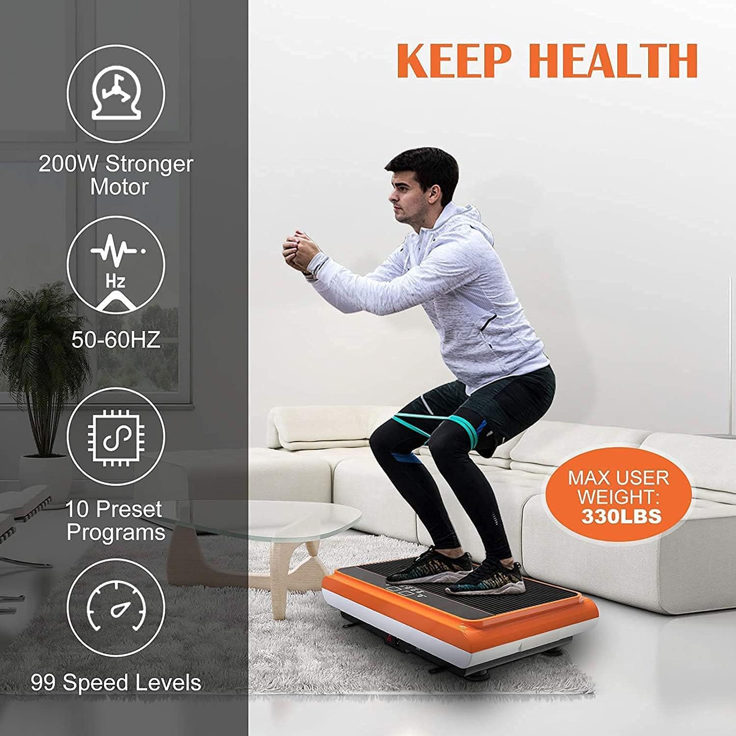 Máquina de ejercicios con placa de vibración, máquina de plataforma de vibración de cuerpo entero con bandas de resistencia de barra de pilates para