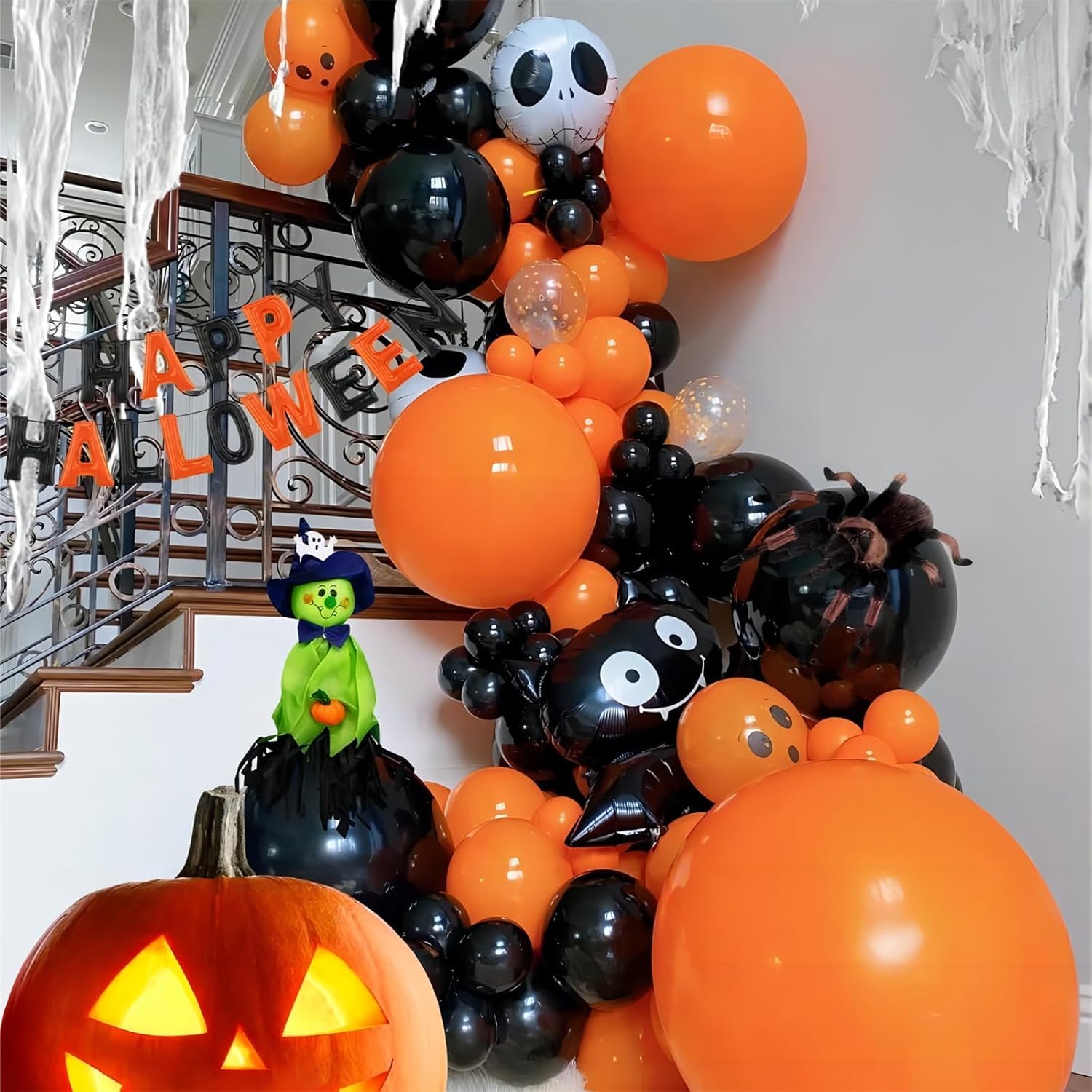 Kit de arco de guirnalda de globos negros y naranjas, 18, 12, 10, 5 pulgadas, paquete de globos de látex para cumpleaños, graduación, decoración de