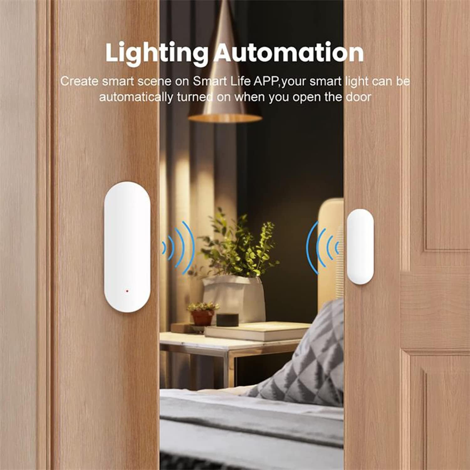 Sensor de ventana de puerta WiFi sensor de contacto inteligente con alertas de aplicación, detector de apertura de puerta compatible con Alexa