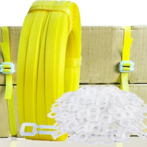 NEWANRAN Kit de flejado de bandas, herramienta de flejado de embalaje, con flejado de polietileno de 5900 pulgadas de longitud, 100 hebillas, NEWANRAN Kit de flejado de bandas, herramienta de flejado de embalaje, con flejado de polietileno de 5900 pulgadas de longitud, 100 hebillas,