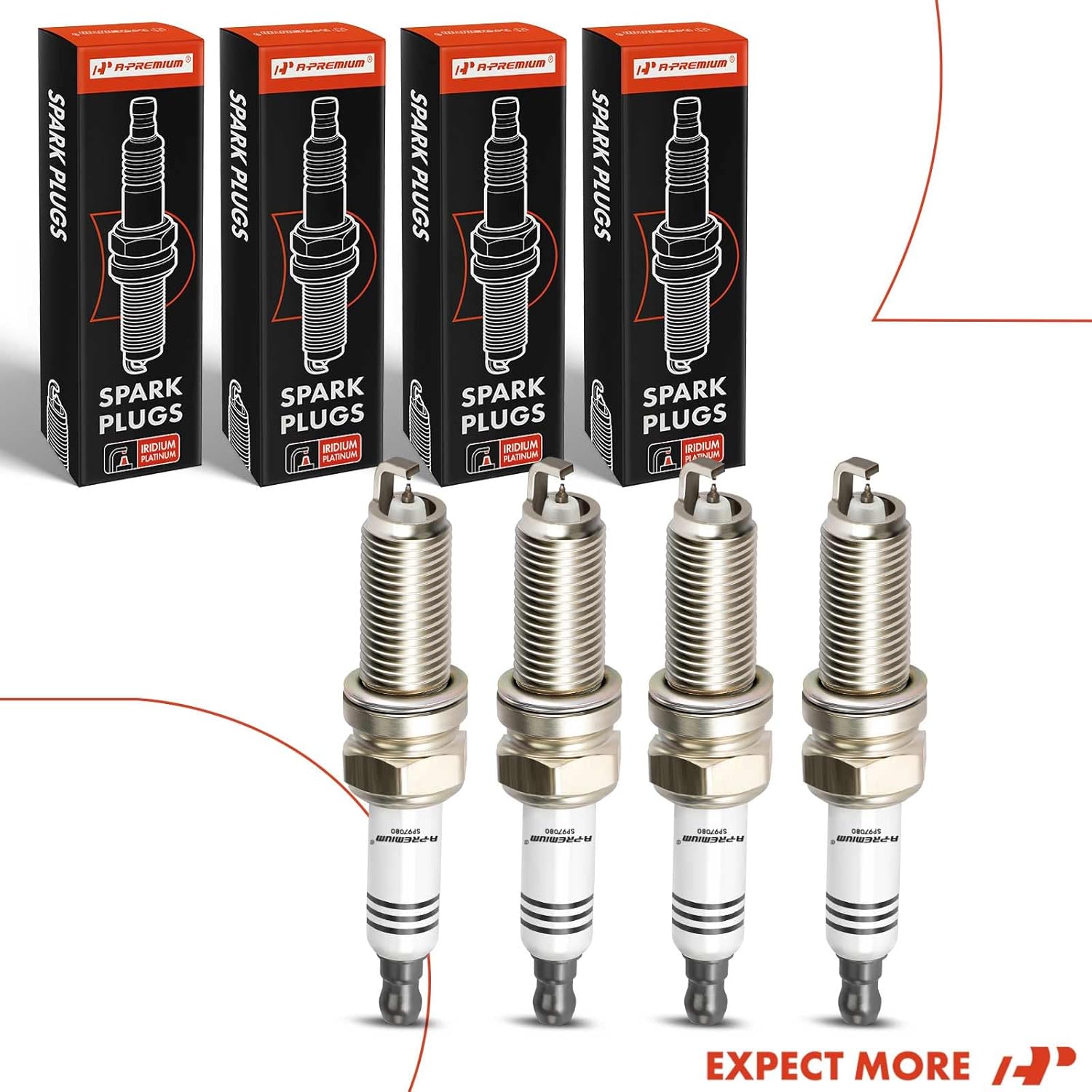 A-Premium Bujías iridio Platinum compatibles con Hyundai Elantra 2017-2020, Elantra GT 2018-2020, Sonata, Tucson, Veloste, Kona y Kia Soul, Optima,