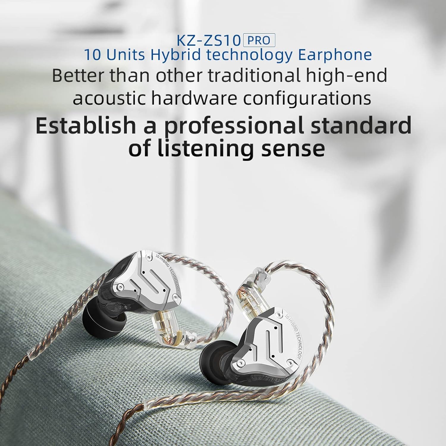 KZ ZS10 Pro – Auriculares con monitor de oído, auriculares de metal 4BA 1DD, auriculares de bajo de alta fidelidad IEM con cable C desmontable de 2