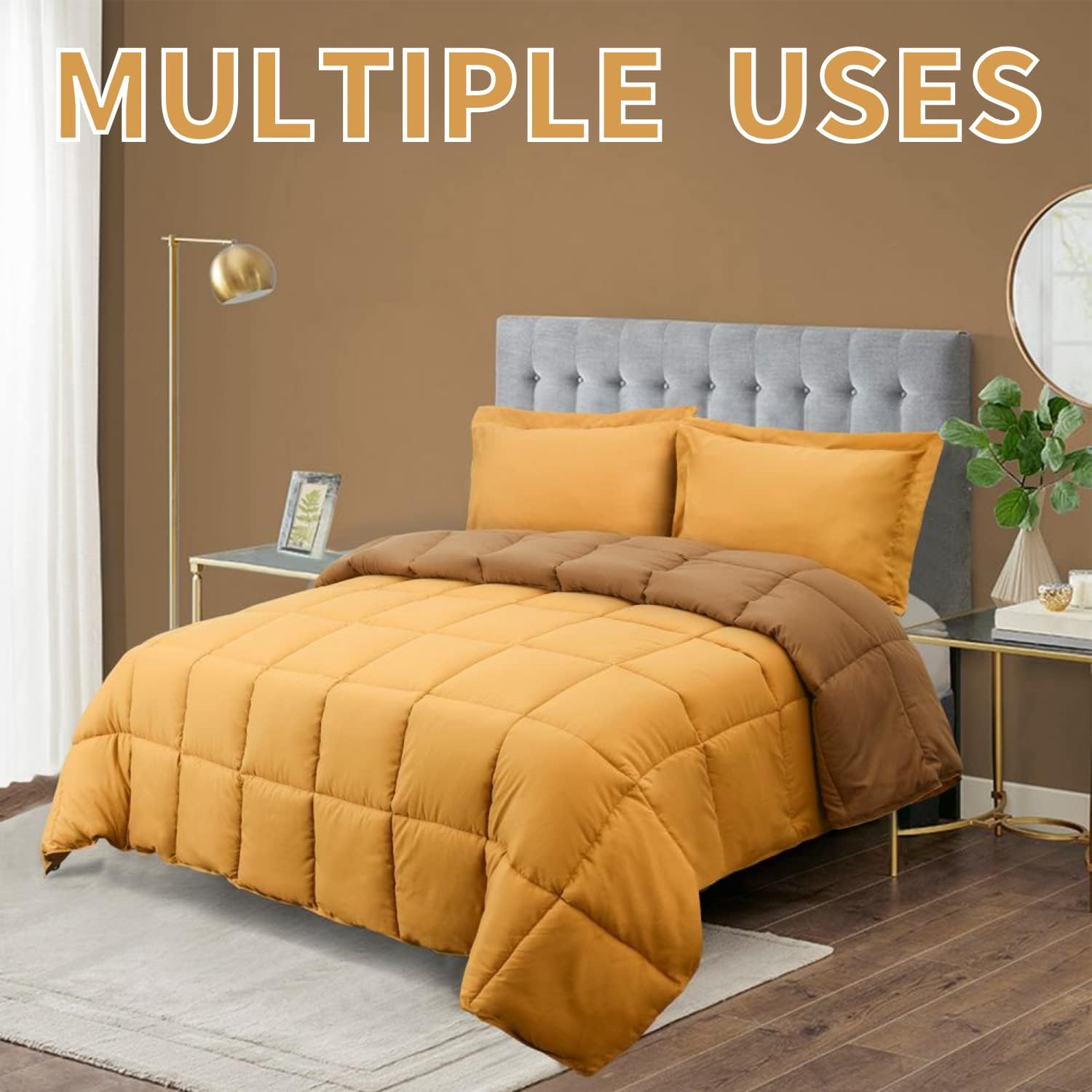 HUAJIE HJ – Juego de edredón reversible reversible de 3 piezas para todas las estaciones, suave y cómodo, lavable a máquina