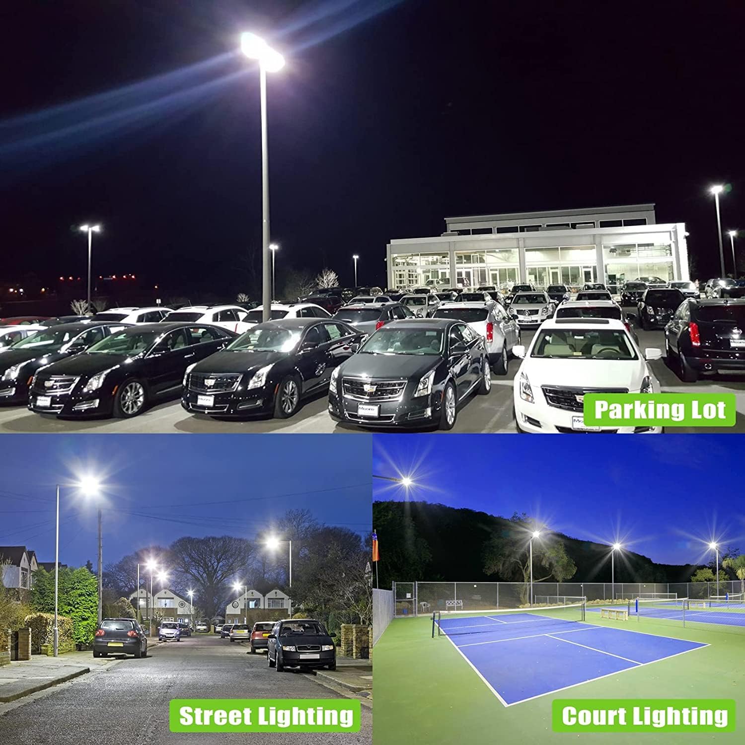 Luz LED de estacionamiento de 480 V 150 W, 22500LM LED comercial Shoebox Pole Lights Slip Fit Mount Flood Lights 5000K IP65 Área al aire libre Sport