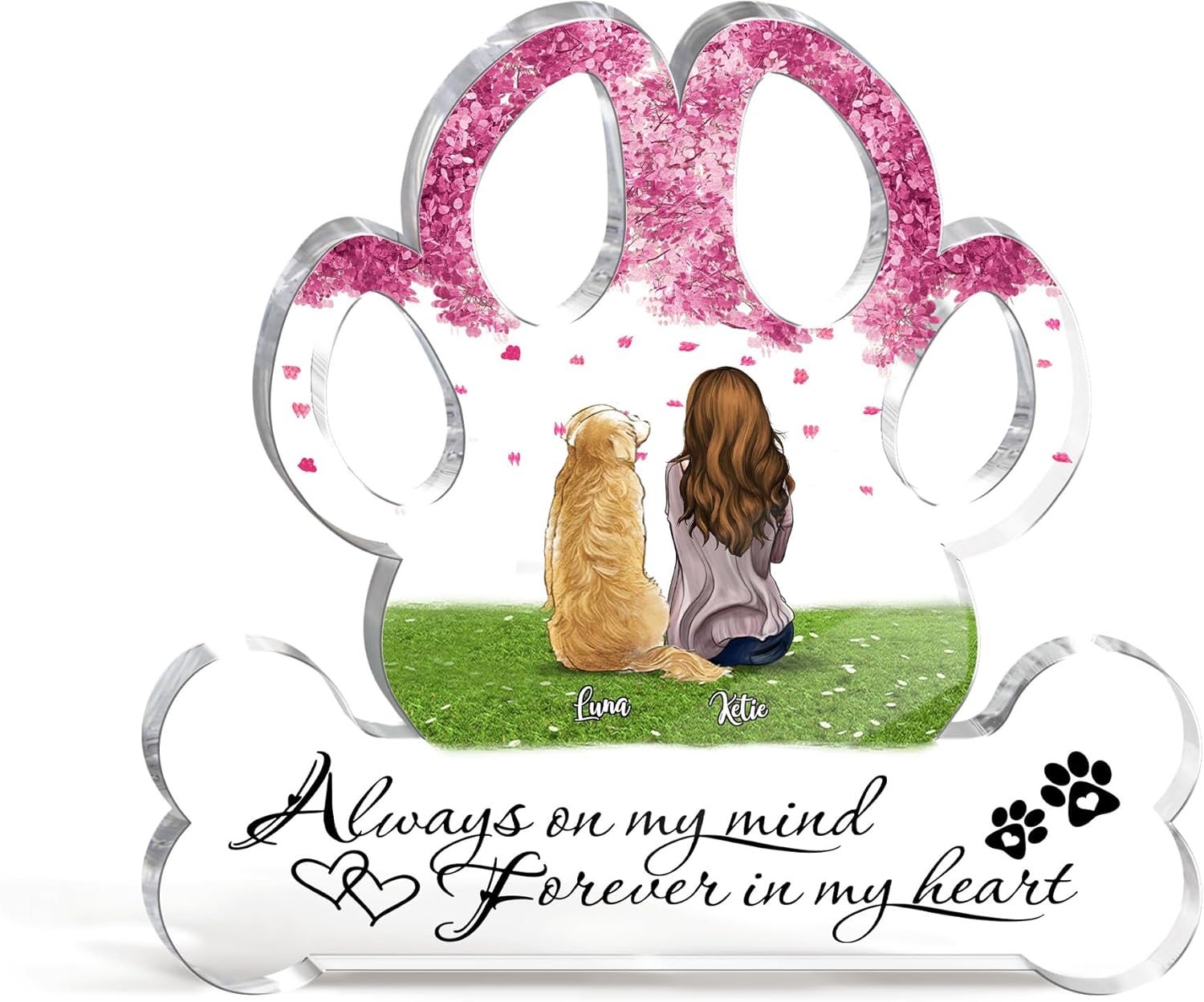 Gossby Placa acrílica personalizada con diseño de pata de perro, regalo personalizado para mamá de perro con diseño, nombre, raza de perro, regalo