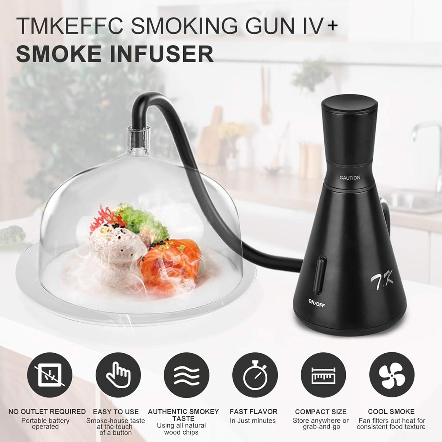 Pistola de ahumar alimentos y juego de herramientas, infusor de humo portátil de mano para cócteles, bebidas, cubierta de cúpula de resina, cubierta