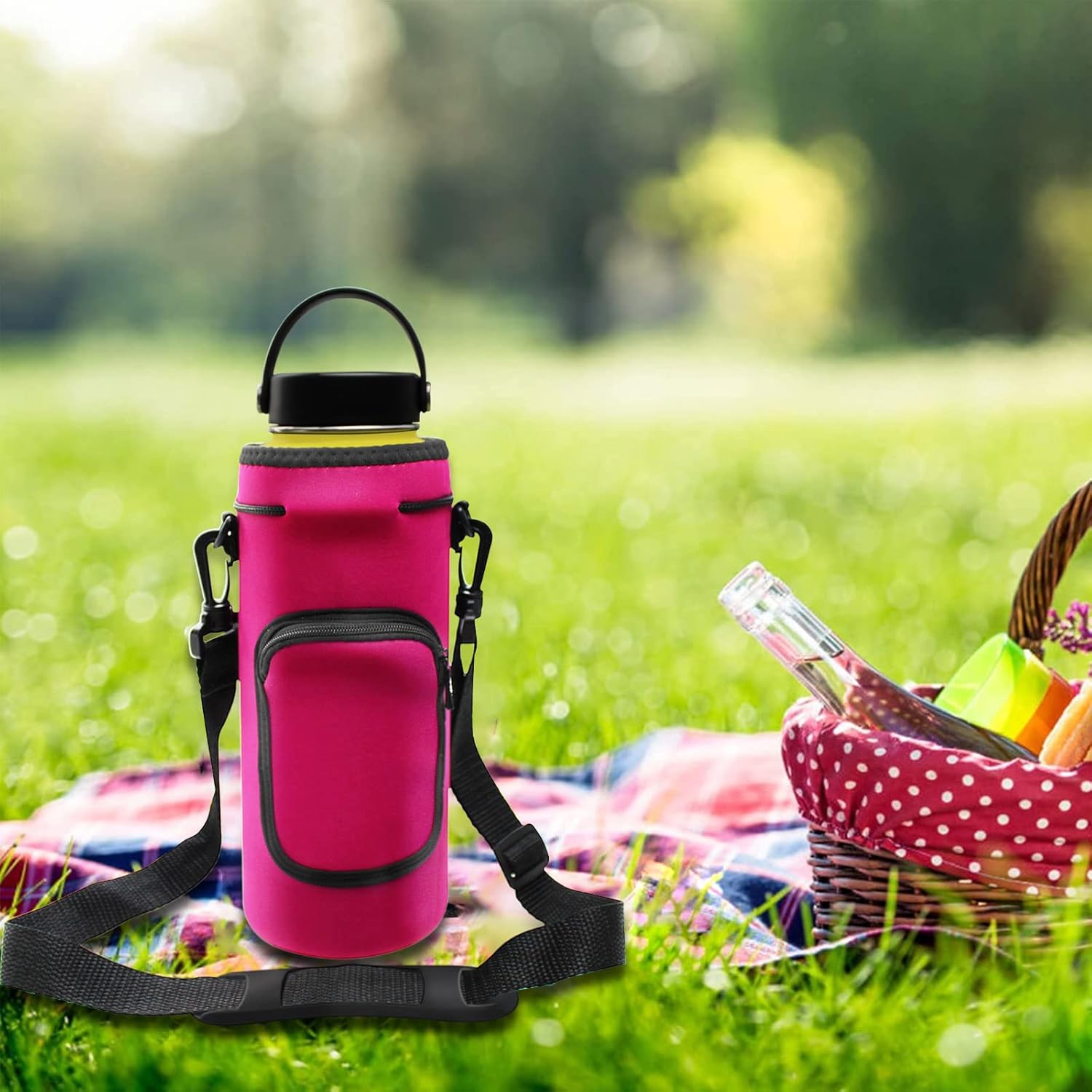 Orchidtent Hydro Flask – Funda de neopreno para botella de agua de 40 onzas, soporte para botella de agua aislada, correa de hombro acolchada