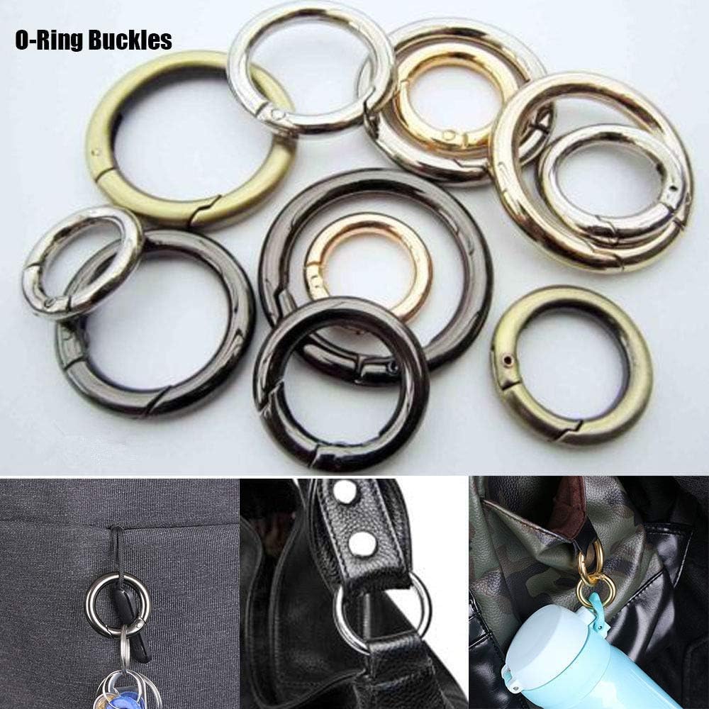 Mosquetón redondo, llavero de resorte, hebilla de bloqueo, mosquetones de gancho, clip de presión, anillos de metal multiusos, broches redondos de