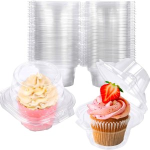 Paquete de 150 recipientes individuales para cupcakes, cajas de plástico para cupcakes, soportes apilables para cupcakes Paquete de 150 recipientes individuales para cupcakes, cajas de plástico para cupcakes, soportes apilables para cupcakes