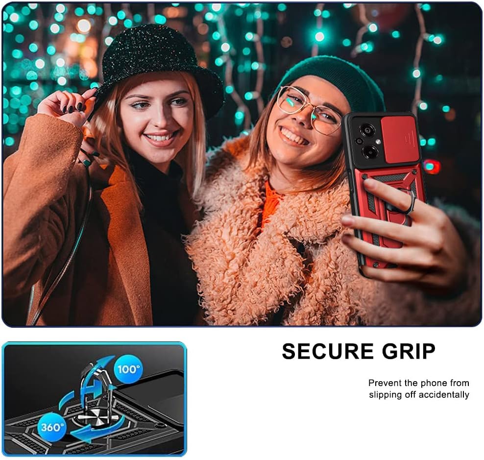 Ysnzaq Funda resistente a prueba de golpes de grado militar para Xiaomi Poco M5 6.58″, protección de lente de ventana deslizante con soporte