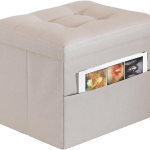 ALASDO Reposapiés otomano de almacenamiento otomano con bolsillo lateral plegable con Srorage pequeño otomano para sala de estar, estudio, ALASDO Reposapiés otomano de almacenamiento otomano con bolsillo lateral plegable con Srorage pequeño otomano para sala de estar, estudio,
