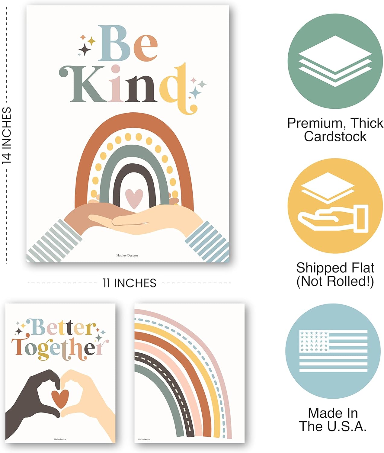 9 pósteres bohemios de salud mental arcoíris para aula primaria, 6 carteles de diversidad para decoración de aula para profesores, rincón tranquilo,