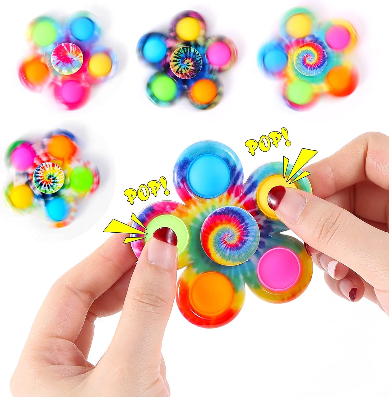 Fidget Spinner Paquete de 4 juguetes sensoriales para niños y adultos, Fidget Spinners Ansiedad Alivio del estrés, TDAH Autismo Productos para niñas
