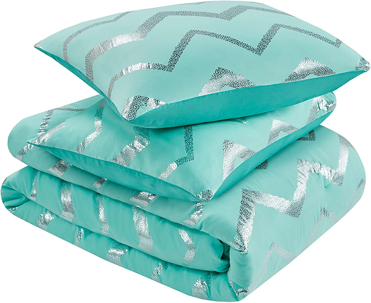 Codi Juego de ropa de cama turquesa para adolescentes, tamaño individual, juego de edredón azul para adolescentes, 3 piezas, cálido para todas las