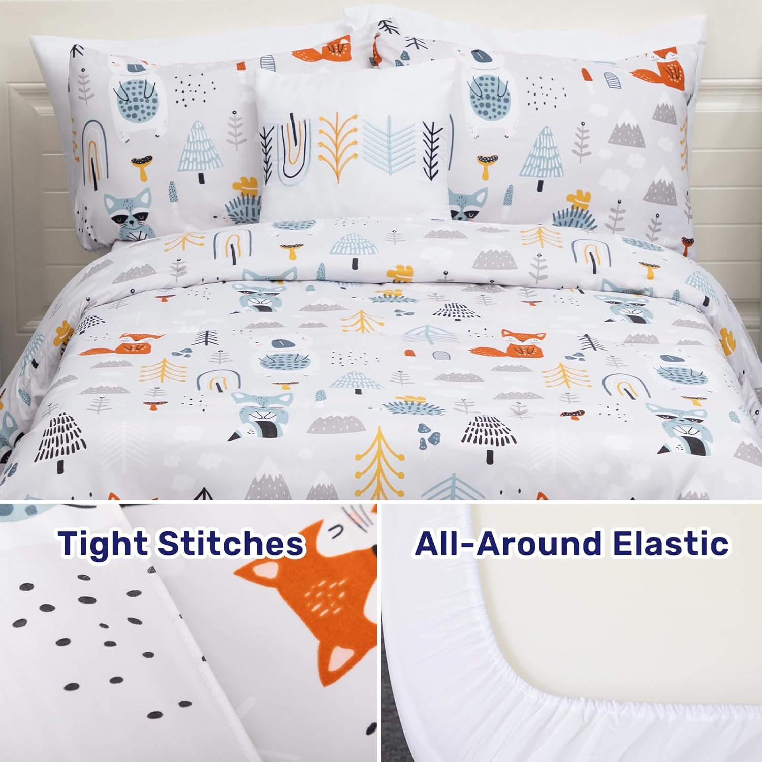 ARTALL Juego de edredón matrimonial para niñas y adolescentes, 7 piezas de cama en una bolsa, juego de ropa de cama de microfibra suave para todas