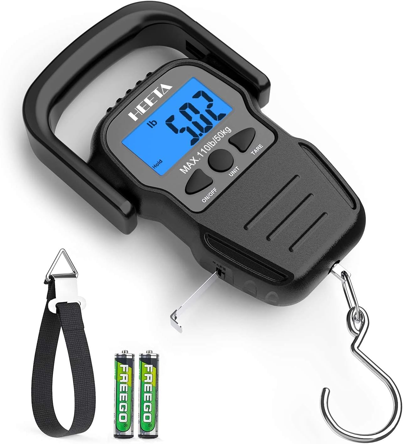 HEETA Báscula de pescado con pantalla LCD retroiluminada con bolsa seca impermeable para mujeres y hombres
