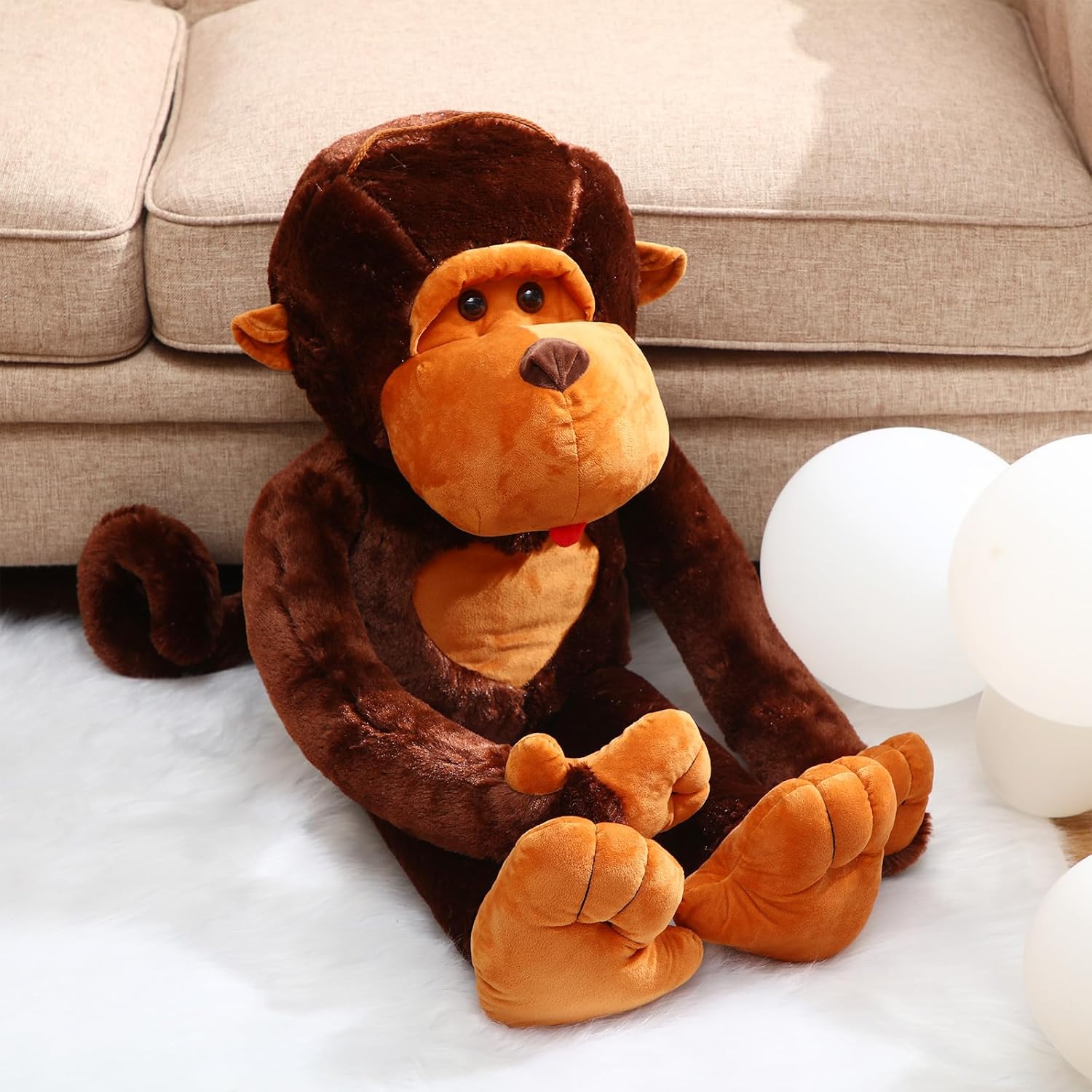 Shappy Mono de peluche grande de 43 pulgadas, gran regalo para niños, niñas y amigos