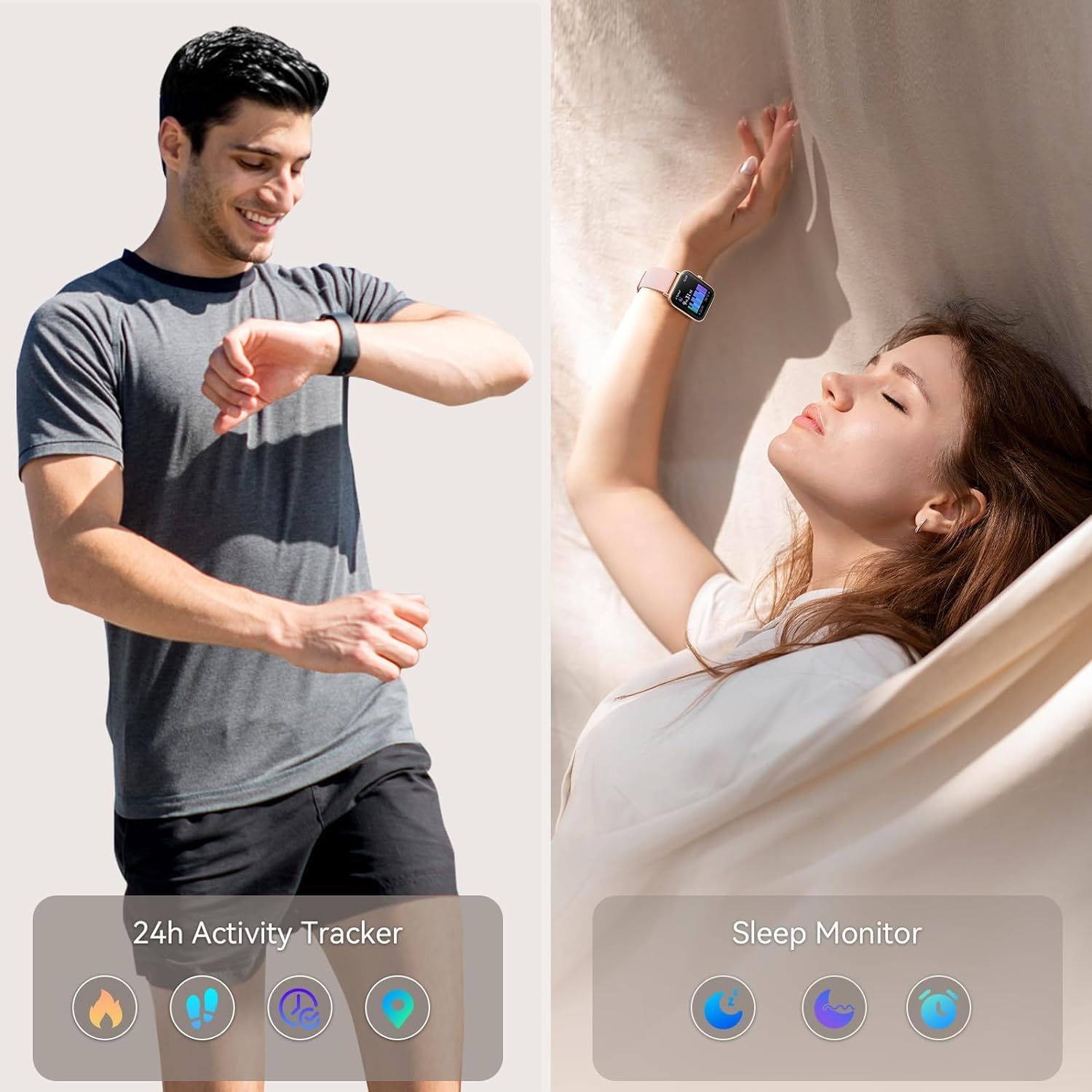 aeac Reloj inteligente para Android e iOS, reloj de fitness de 1.8 pulgadas con Alexa, llamadas Bluetooth, monitor de frecuencia cardíacasueño,