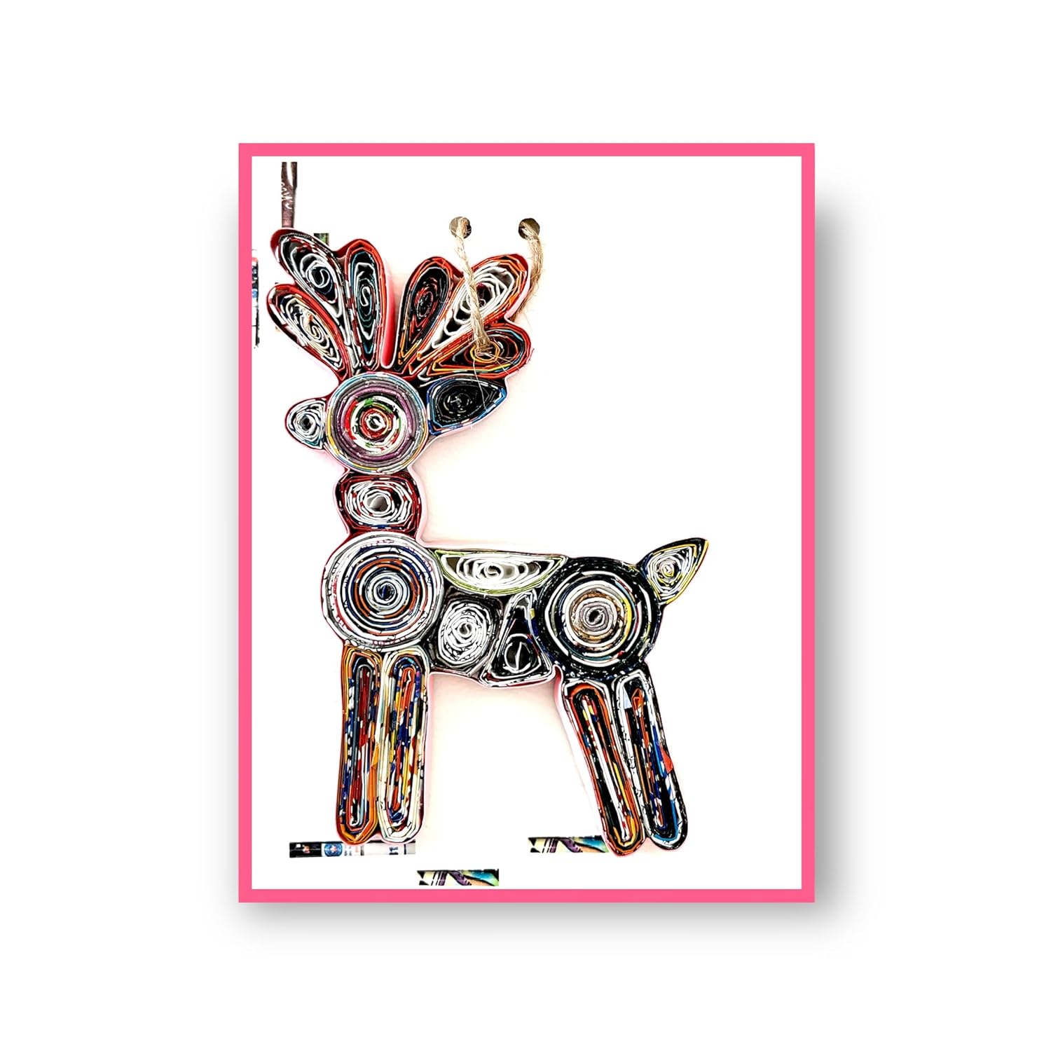 Deer Quilling Ornament Card Handmade Christmas Tree Decoration Sustainable Gift
