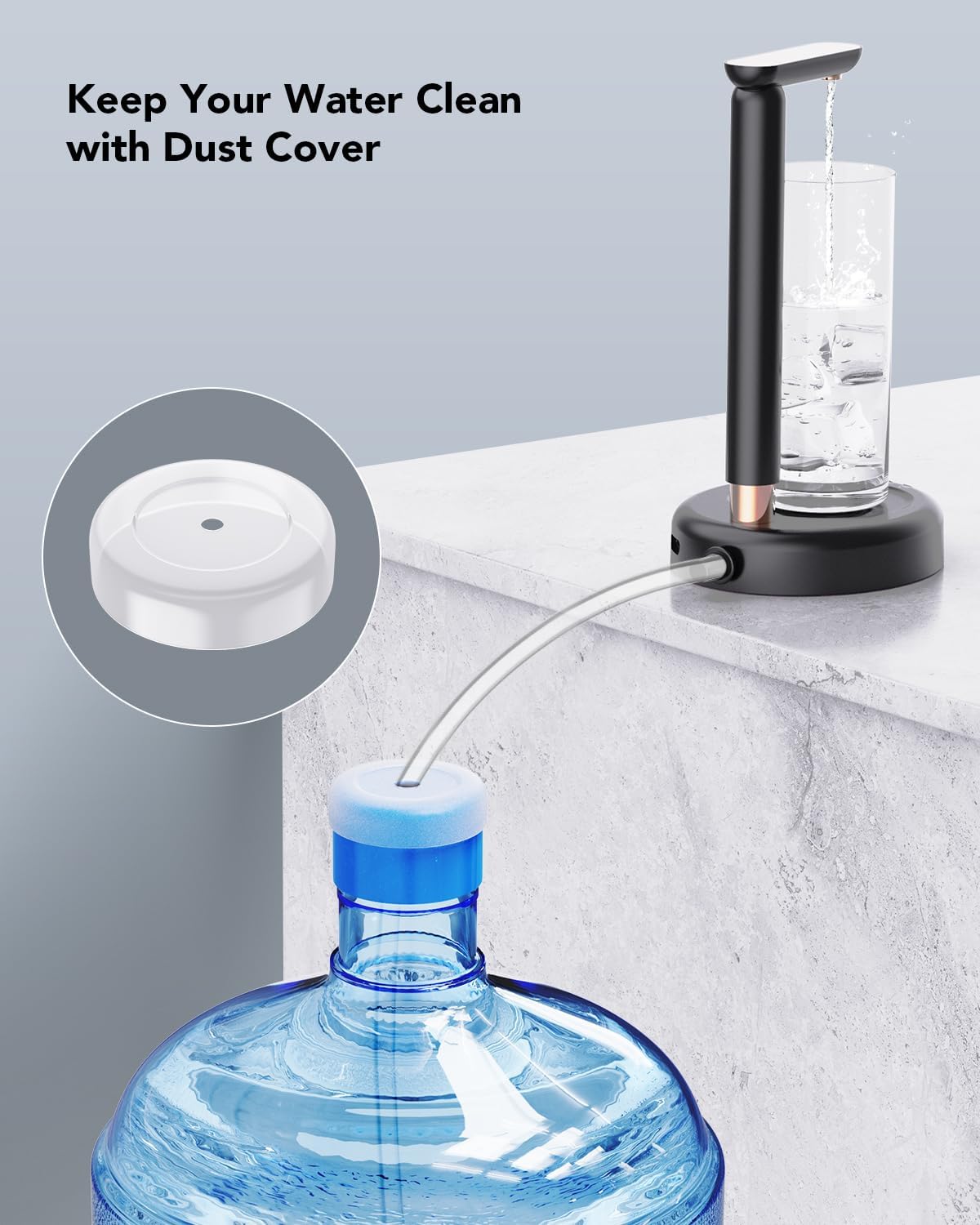 Dispensador de botellas de agua de escritorio, dispensador eléctrico de agua de mesa con diseño de altura ajustable para bomba de botella de 1 a 5