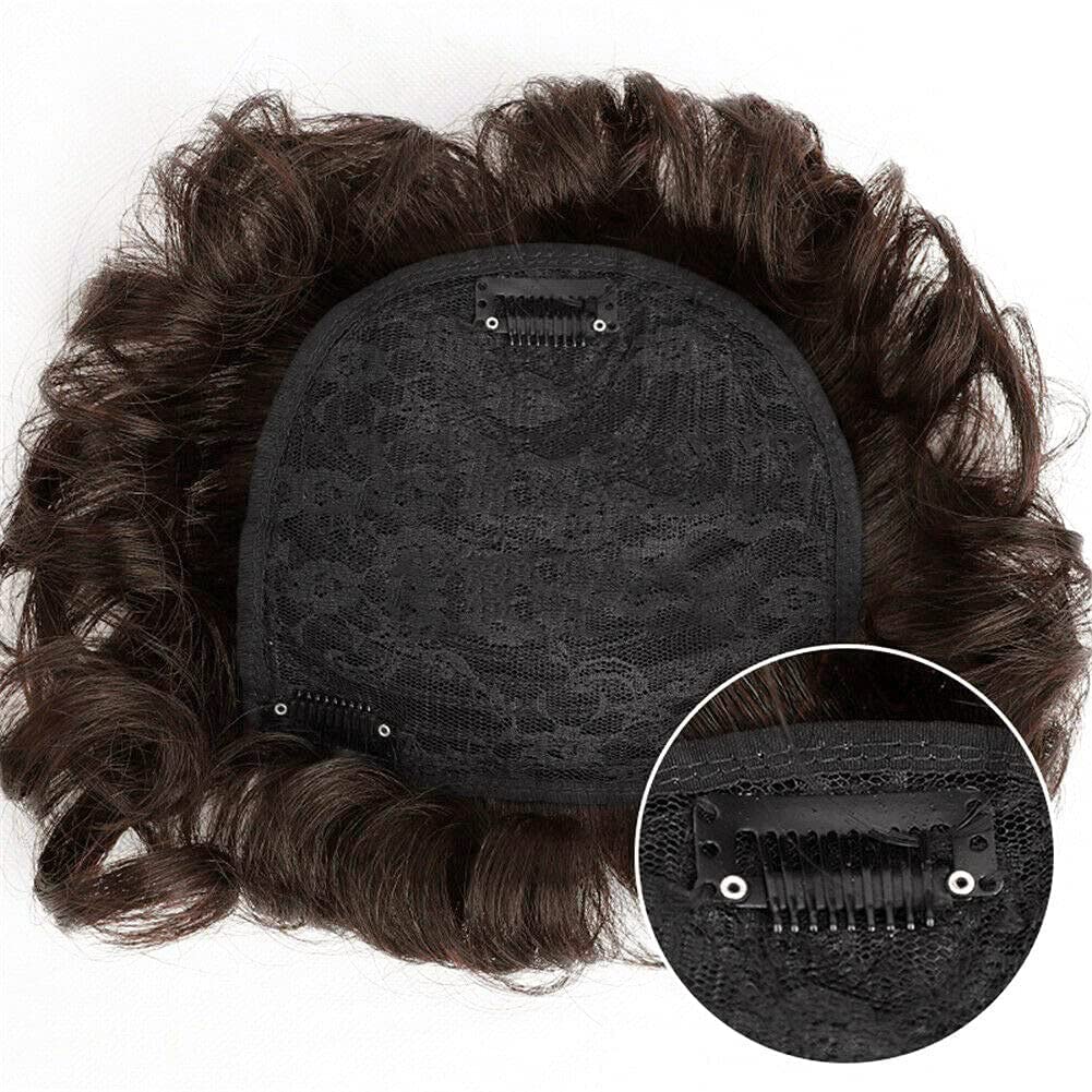 Peluca de cabello humano corto para mujer, con cierre de cabello rizado, postizo superior con clip, pieza de repuesto de cabello natural para