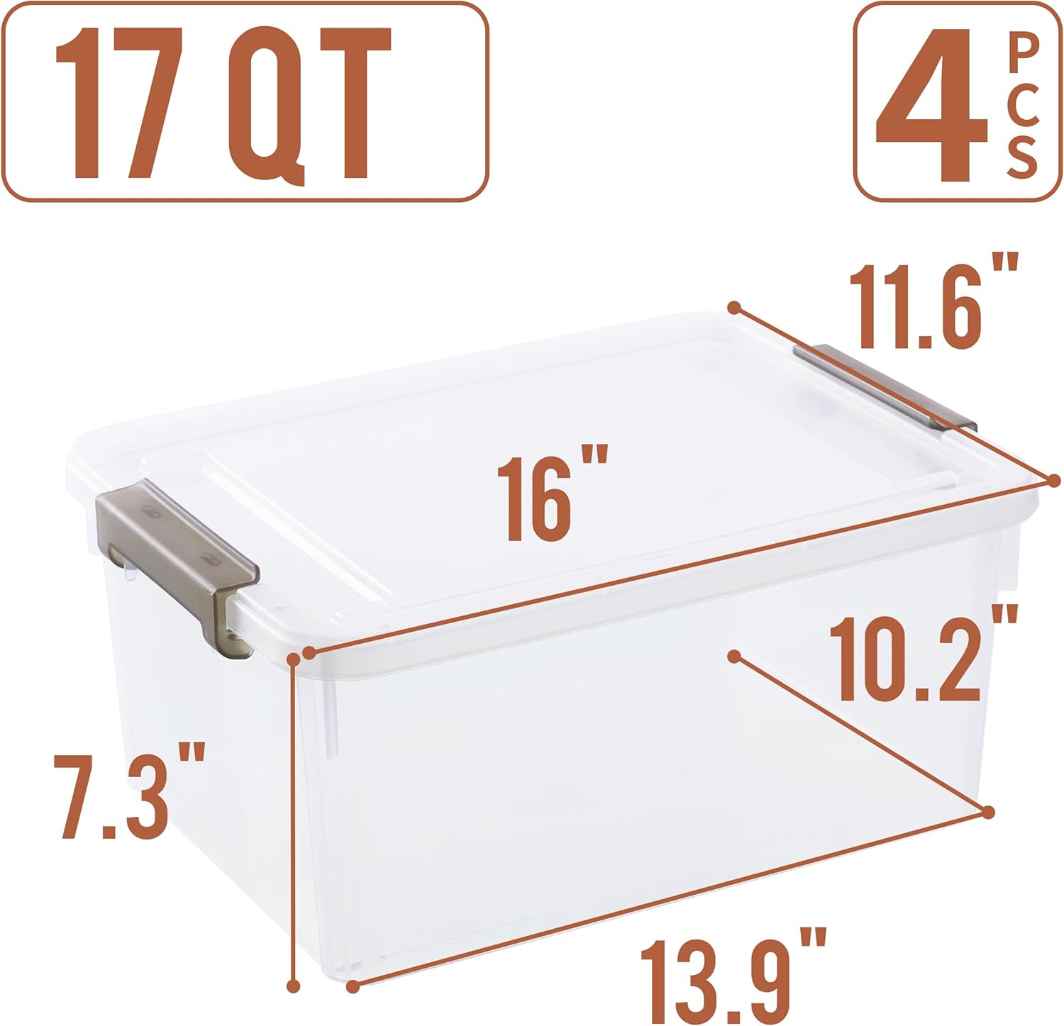 Contenedores de almacenamiento de plástico con tapas, contenedores de almacenamiento transparentes para organizar, caja de almacenamiento apilable