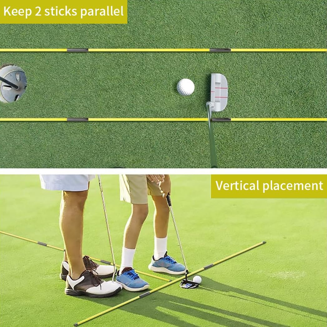 2 juegos de palos de alineación de golf, varillas de práctica de alineación de 48 pulgadas, plegables para una fácil portabilidad, ayudas de