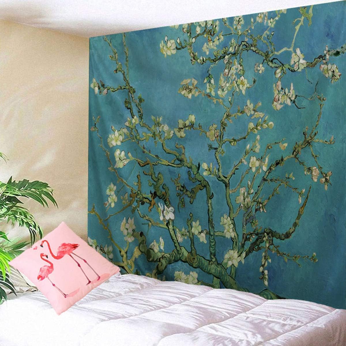 WIHVE – Tapiz para colgar en la pared, de diseño floral bohemio, hippie, psicodélico, étnico, decorativo, de tela para dormitorio, decoración del