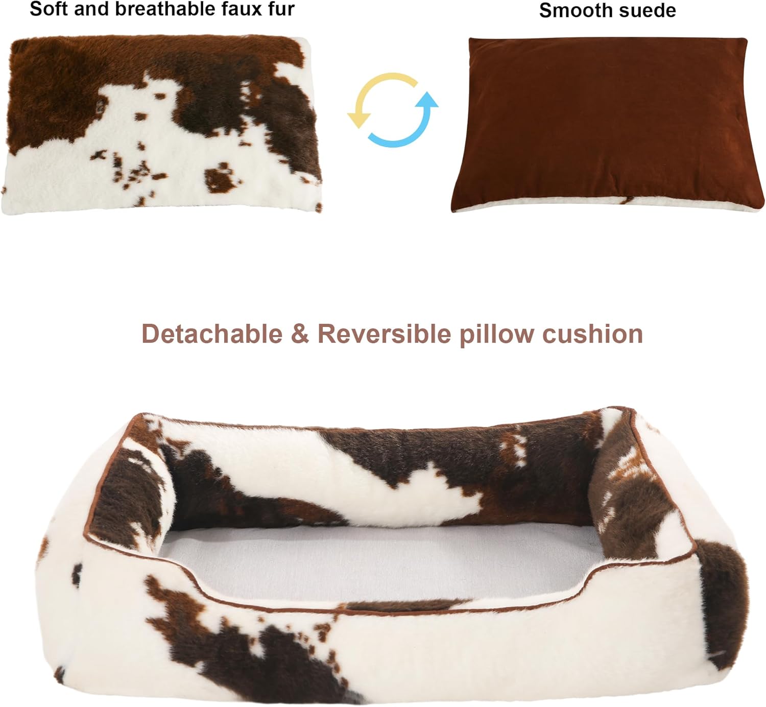 Camas para perros de piel sintética para perros grandes, cama rectangular de felpa grande para perros con funda extraíble, cama grande para perros