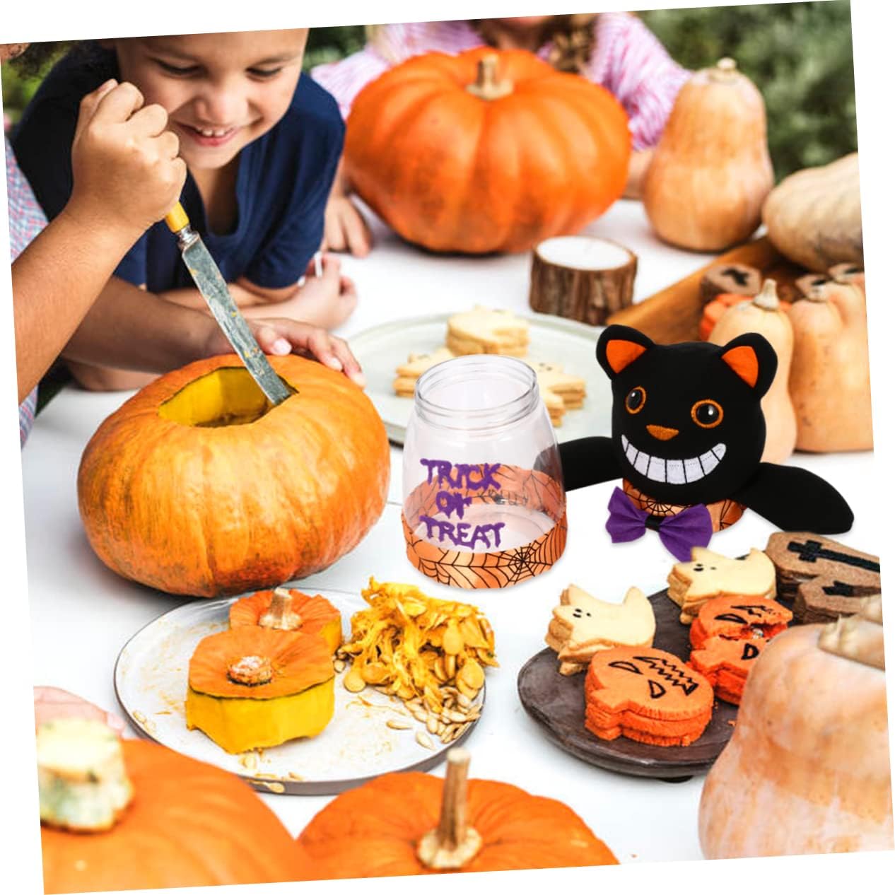 UPKOCH Cookie Decorating 1pc Halloween Candy Jar Niño Con Cubierta Caja De Caramelos Plástico Titular De Caramelos De Plástico