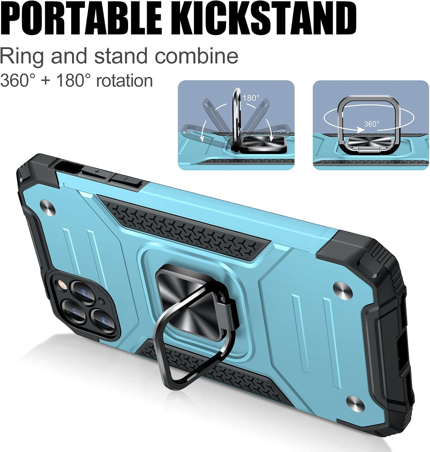 JAME Funda para iPhone 11 Pro Max con protectores de pantalla, 2 unidades, protección contra caídas de grado militar, a prueba de golpes, funda