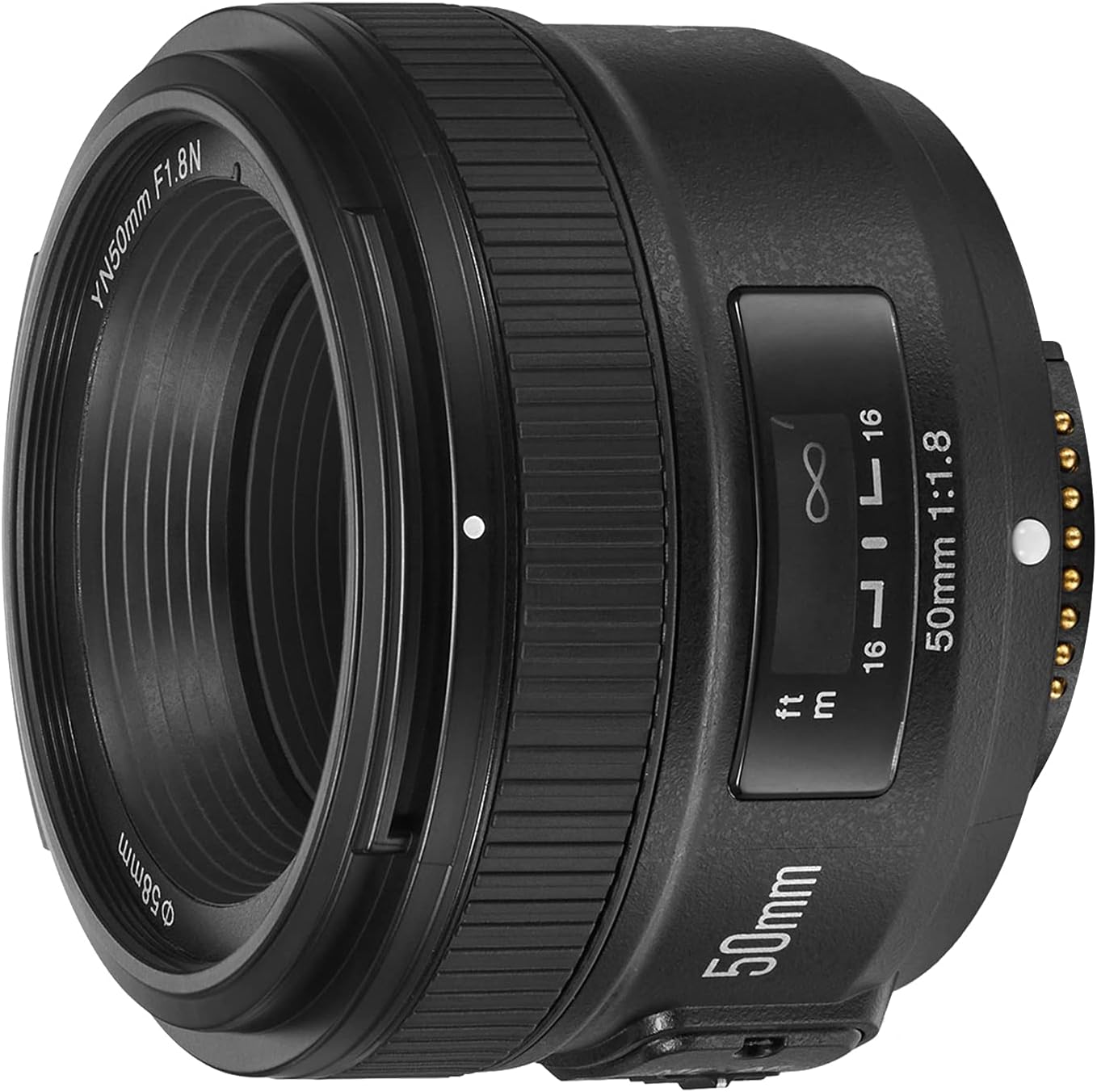 YONGNUO YN50mm F1.8, lente de enfoque automático estándar Prime para cámaras Nikon Full Frame SLR F Mount Negro