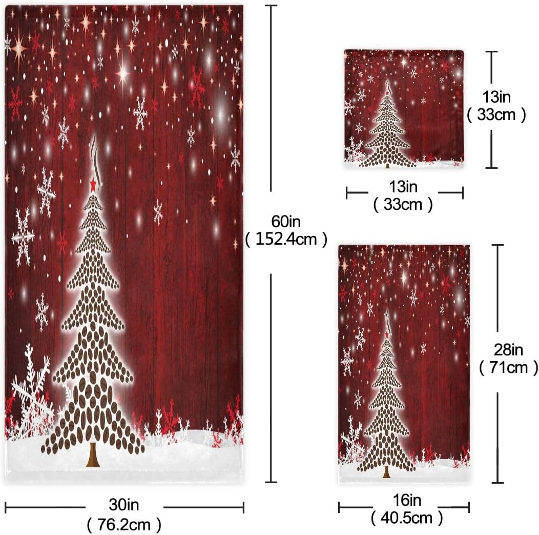 Juego de toallas de baño de árbol de Navidad, ultra suaves, de secado rápido, absorbentes, juego de toallas de baño para ducha, toallas de mano para