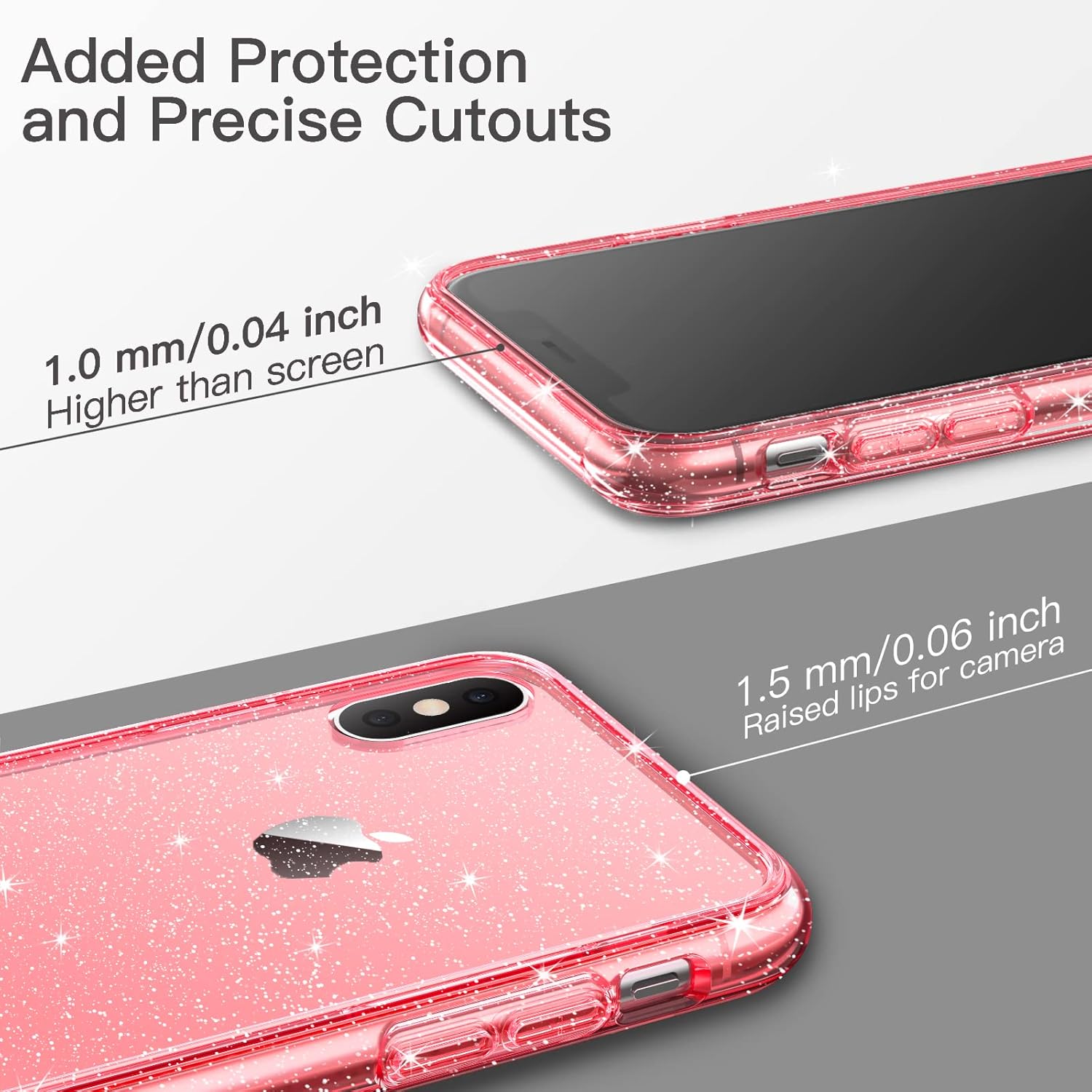 JETech Funda con purpurina para iPhone Xs y iPhone X, 5.8 pulgadas, a prueba de golpes, bonita funda brillante para mujeres y niñas (rojo)