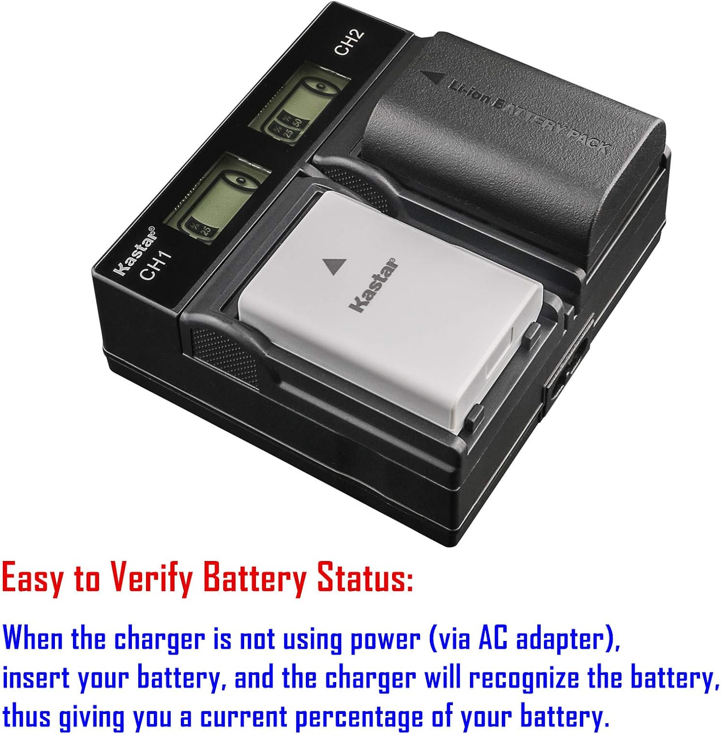 Kastar Cargador rápido LCD de repuesto para Canon BP-A30 BP-A60 BP-A65 BP-A90 US 0870C002 batería, Canon CG-A10 CG-A20 cargador y Canon EOS C200