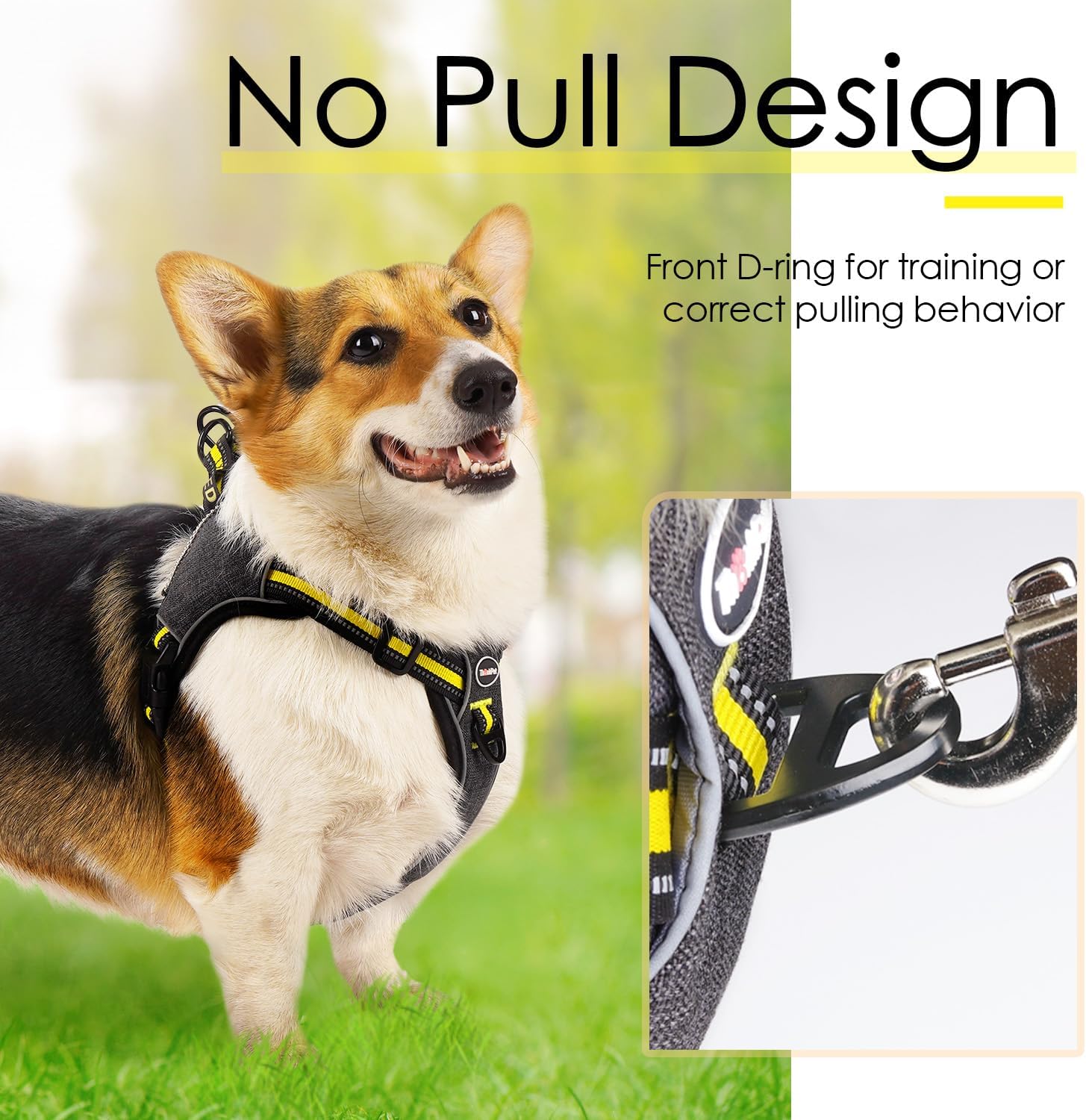 ThinkPet Arnés para perro para perros grandes, arnés de chaleco para perro con clip frontal, sin tirones, sin estrangulamiento, a prueba de escape,