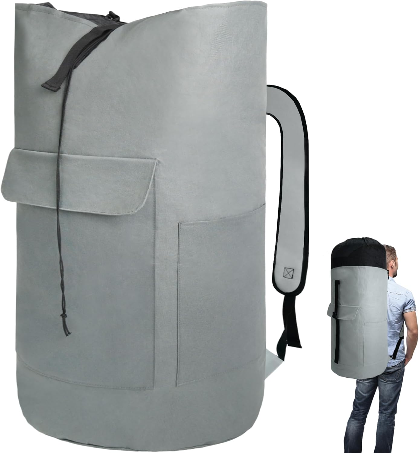 Caroeas Mochila de lavandería de 125 litros, bolsas de lavandería extra grandes con correas para el hombro, mochila duradera con 4 bolsillos, bolsa